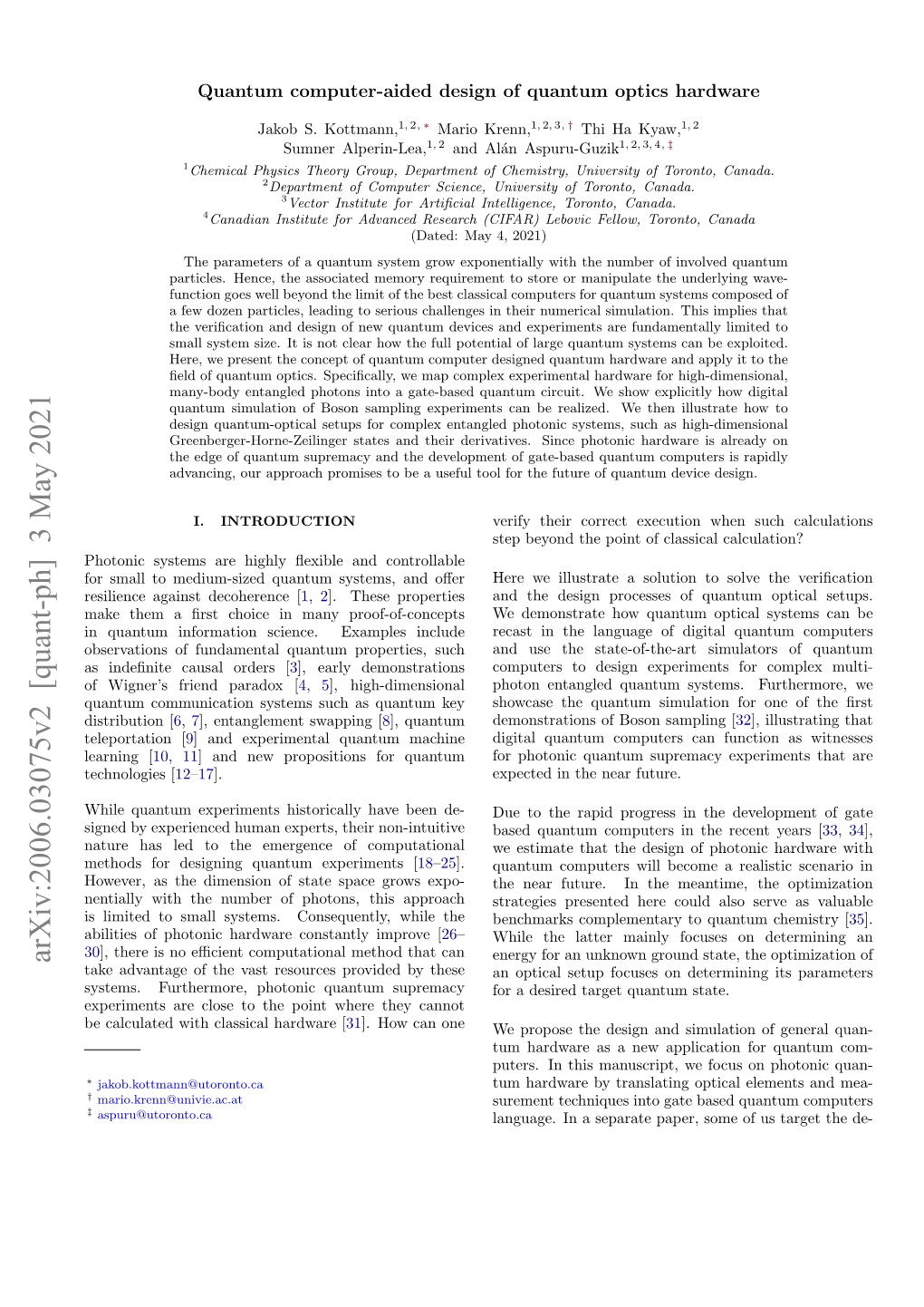 Quantum Computer-Aided Design of Quantum Optics Hardware