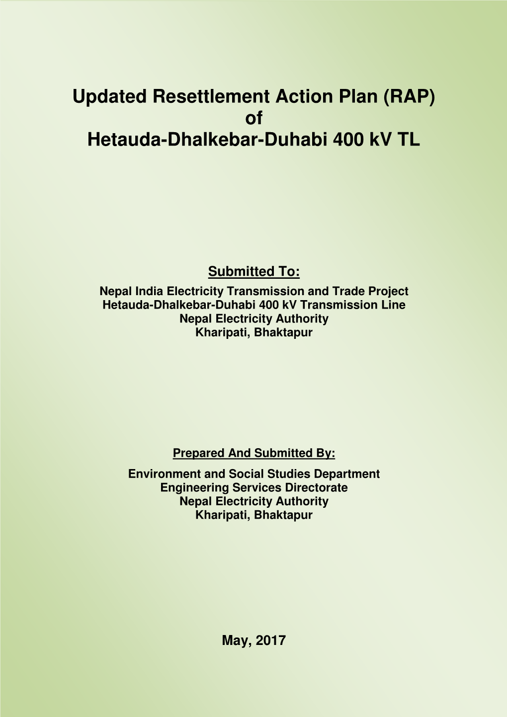 Of Hetauda-Dhalkebar-Duhabi 400 Kv TL