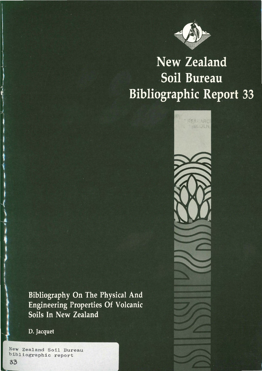 New Zealand Soil Bureau Bibliographic Report 3~ I NE