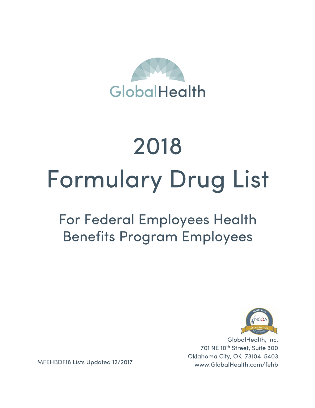 2018 Formulary Drug List