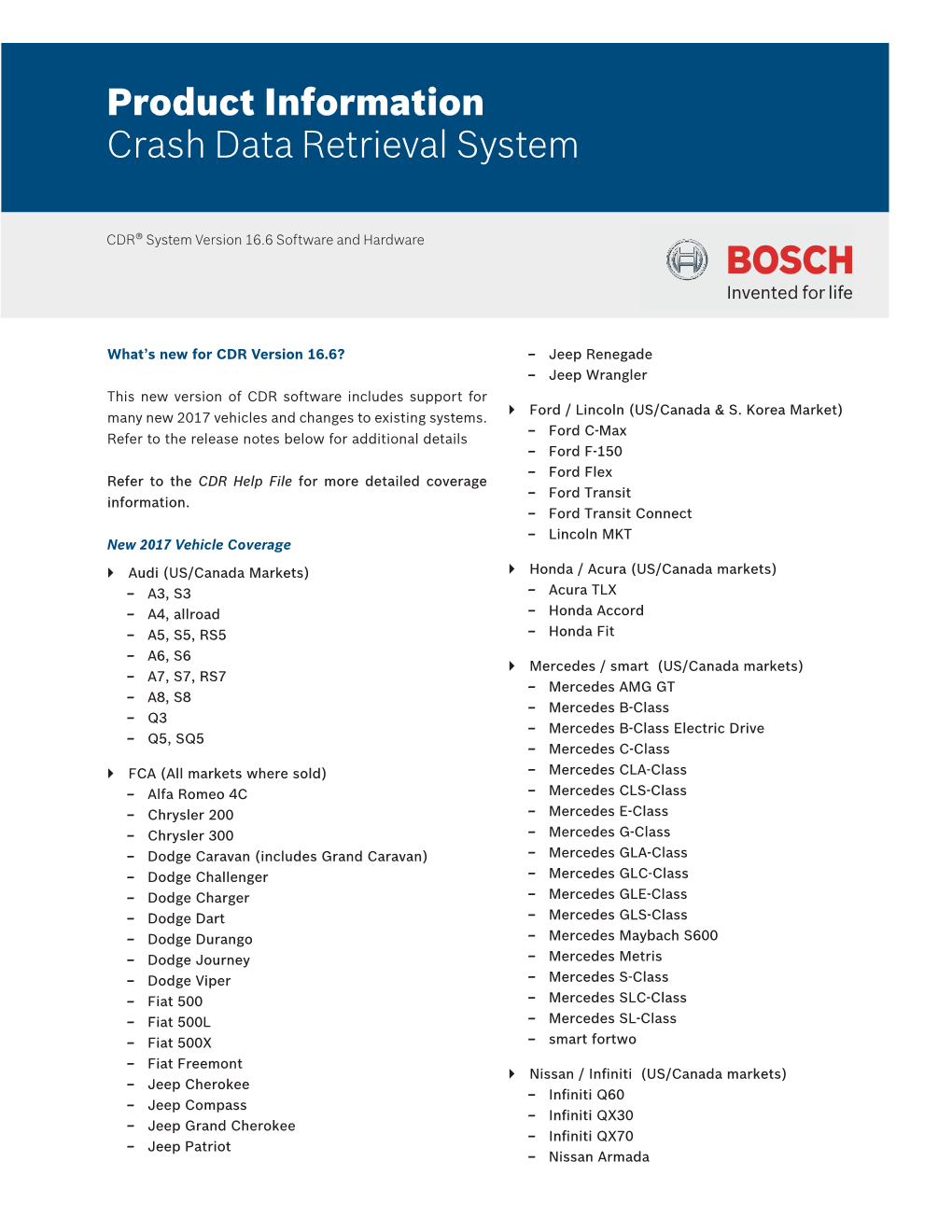 Product Information Crash Data Retrieval System