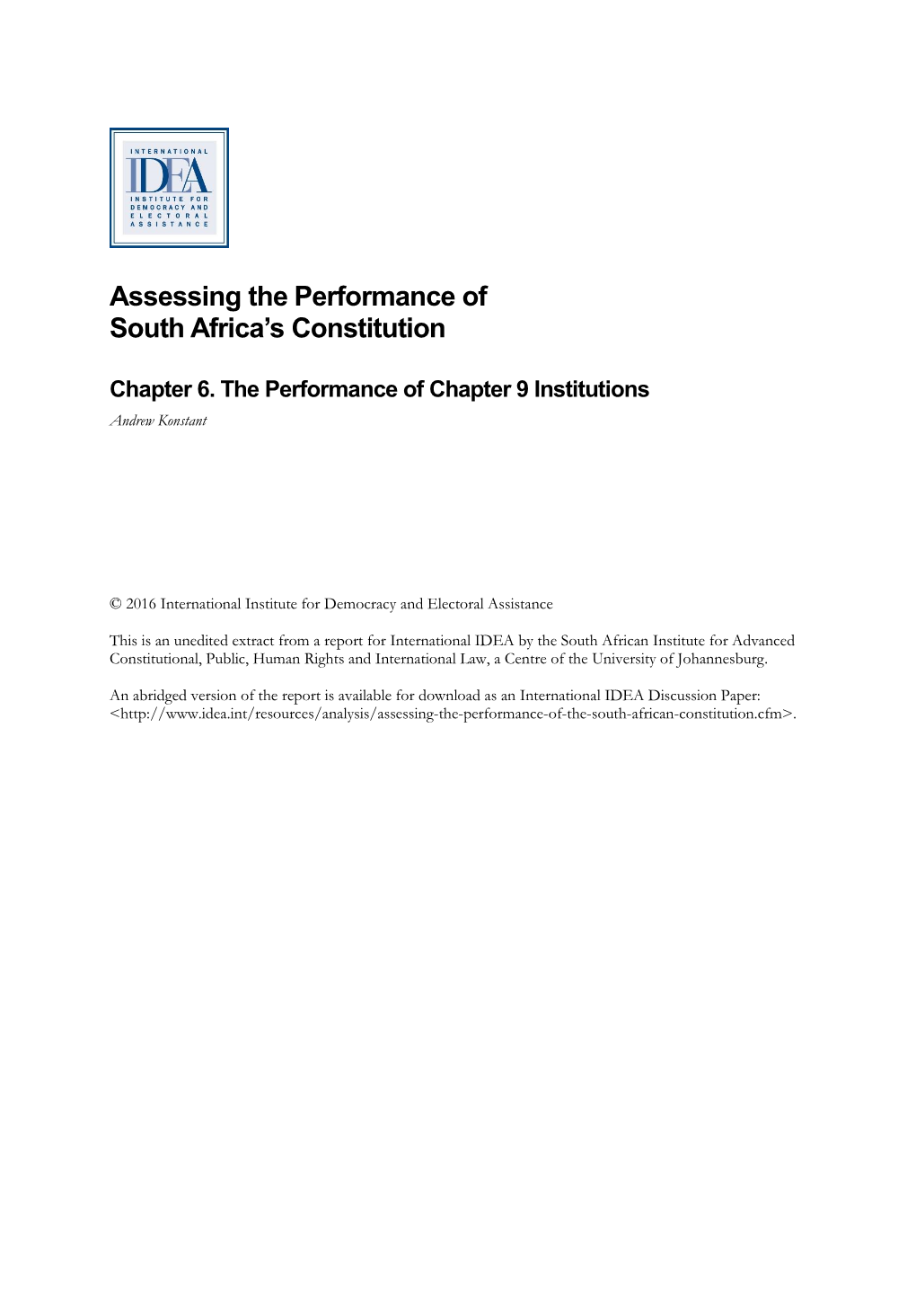 Assessing the Performance of South Africa's Constitution