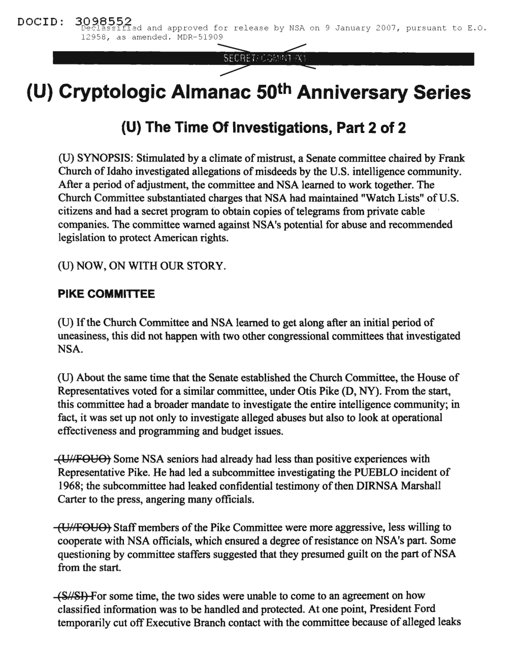 (U) Cryptologic Almanac 5Qth Anniversary Series