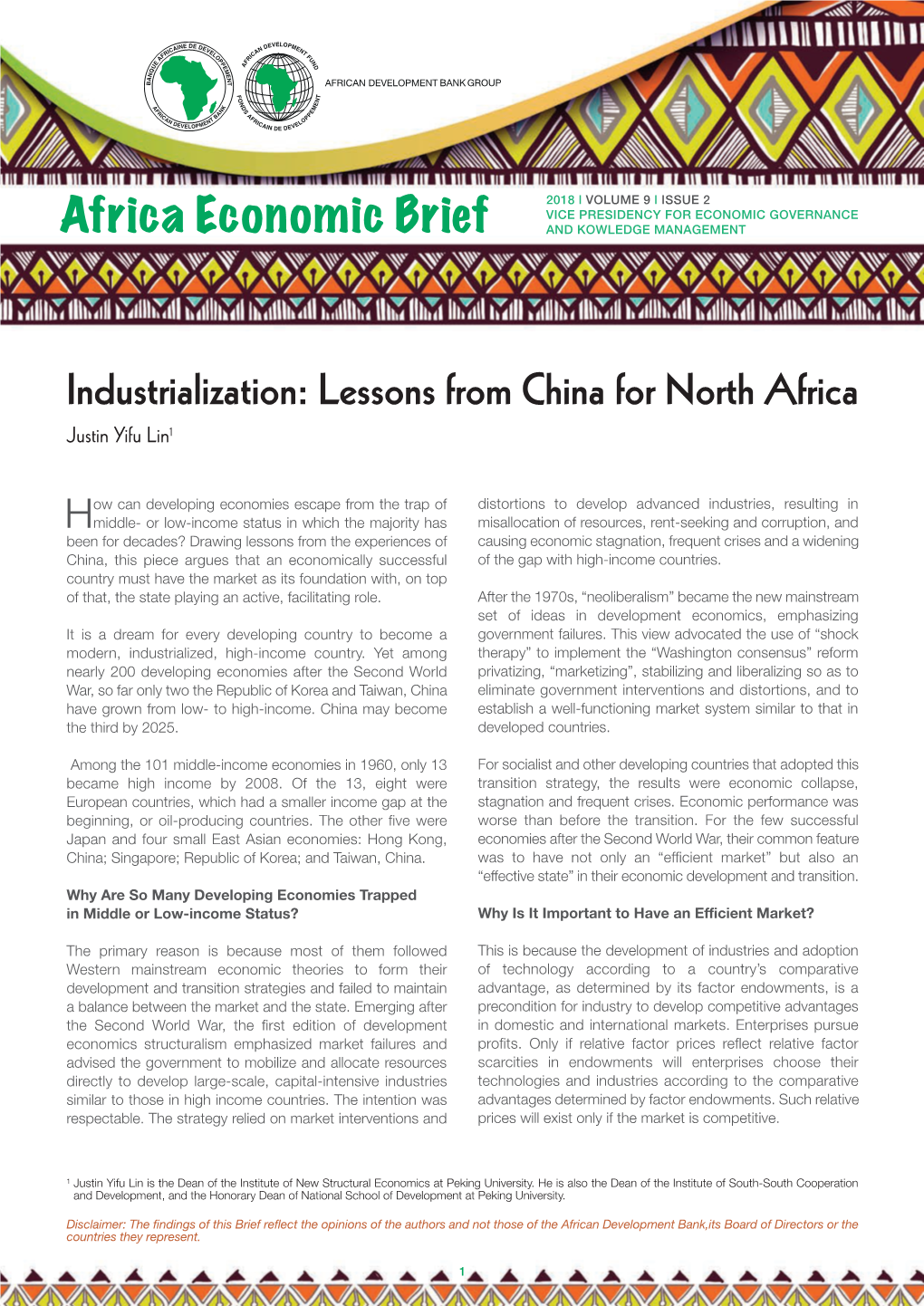 Africa Economic Brief and KOWLEDGE MANAGEMENT