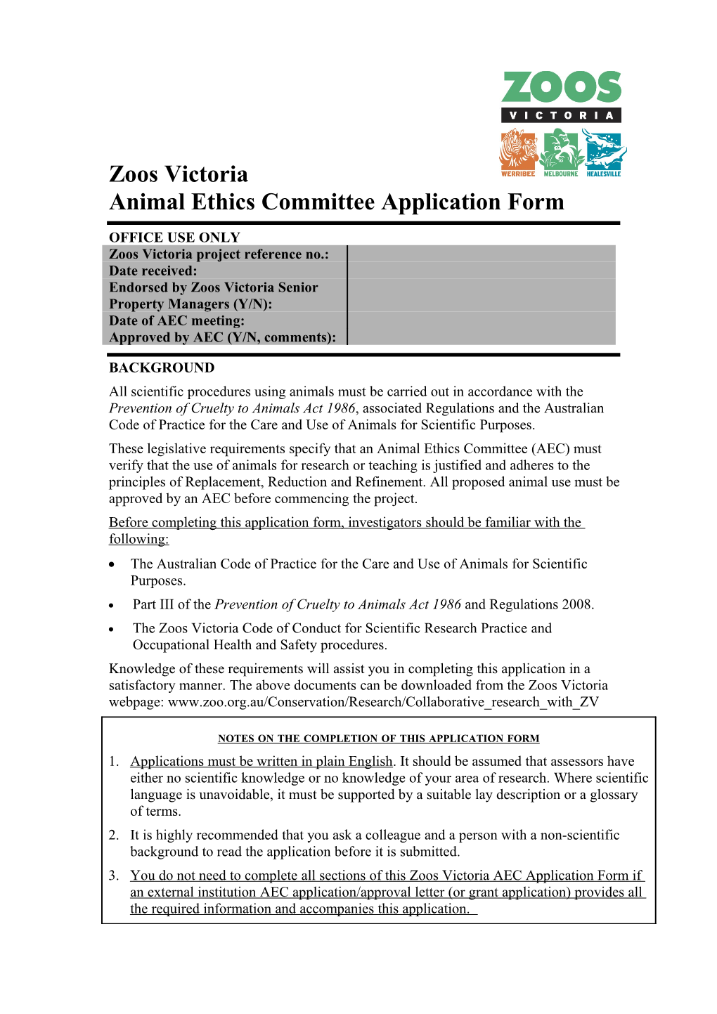 Zoos Victoria - Animal Ethics Committee Application Page 10