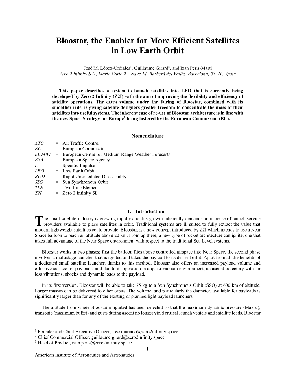 Bloostar, the Enabler for More Efficient Satellites in Low Earth Orbit