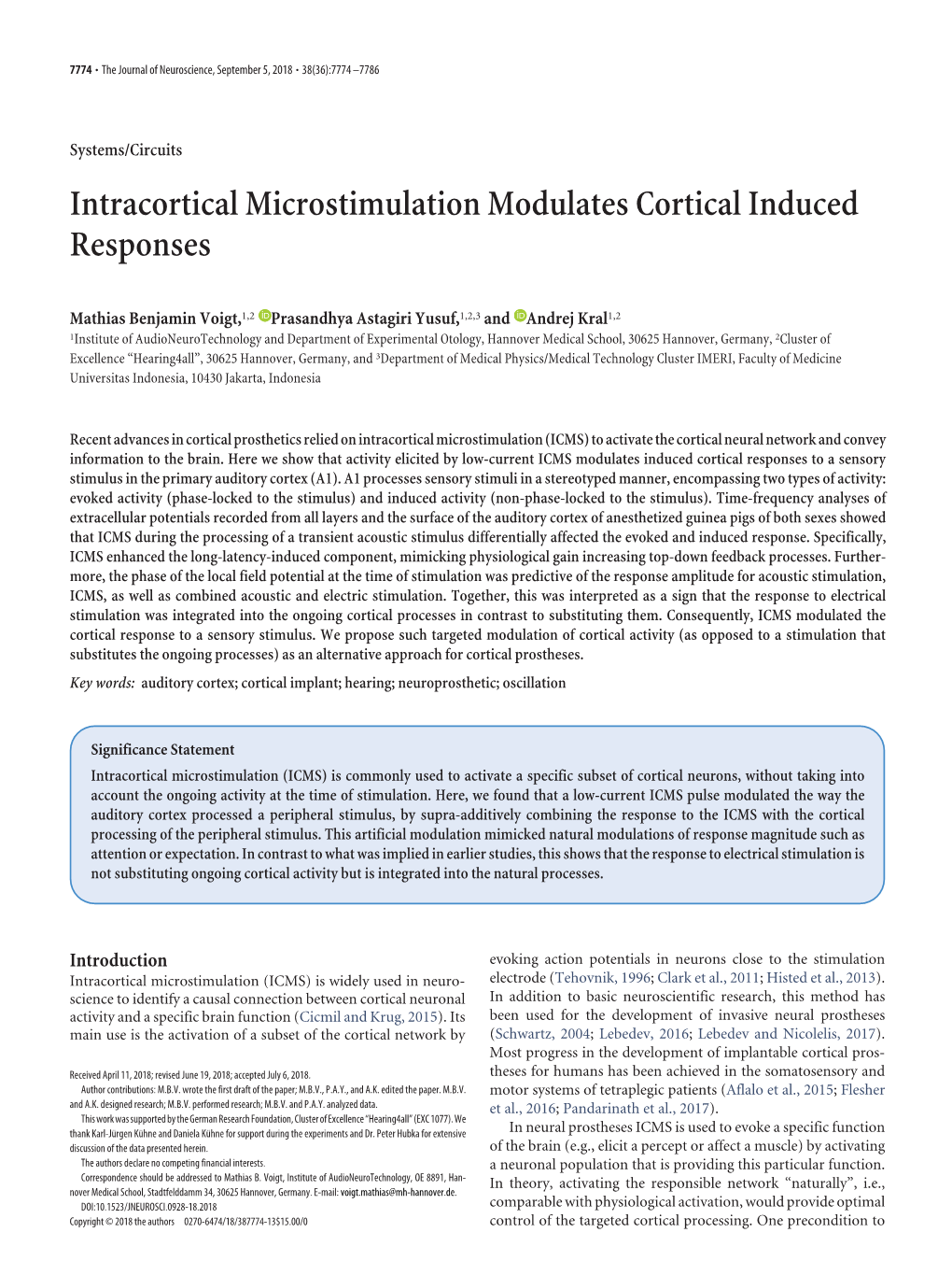 Intracortical Microstimulation Modulates Cortical Induced Responses