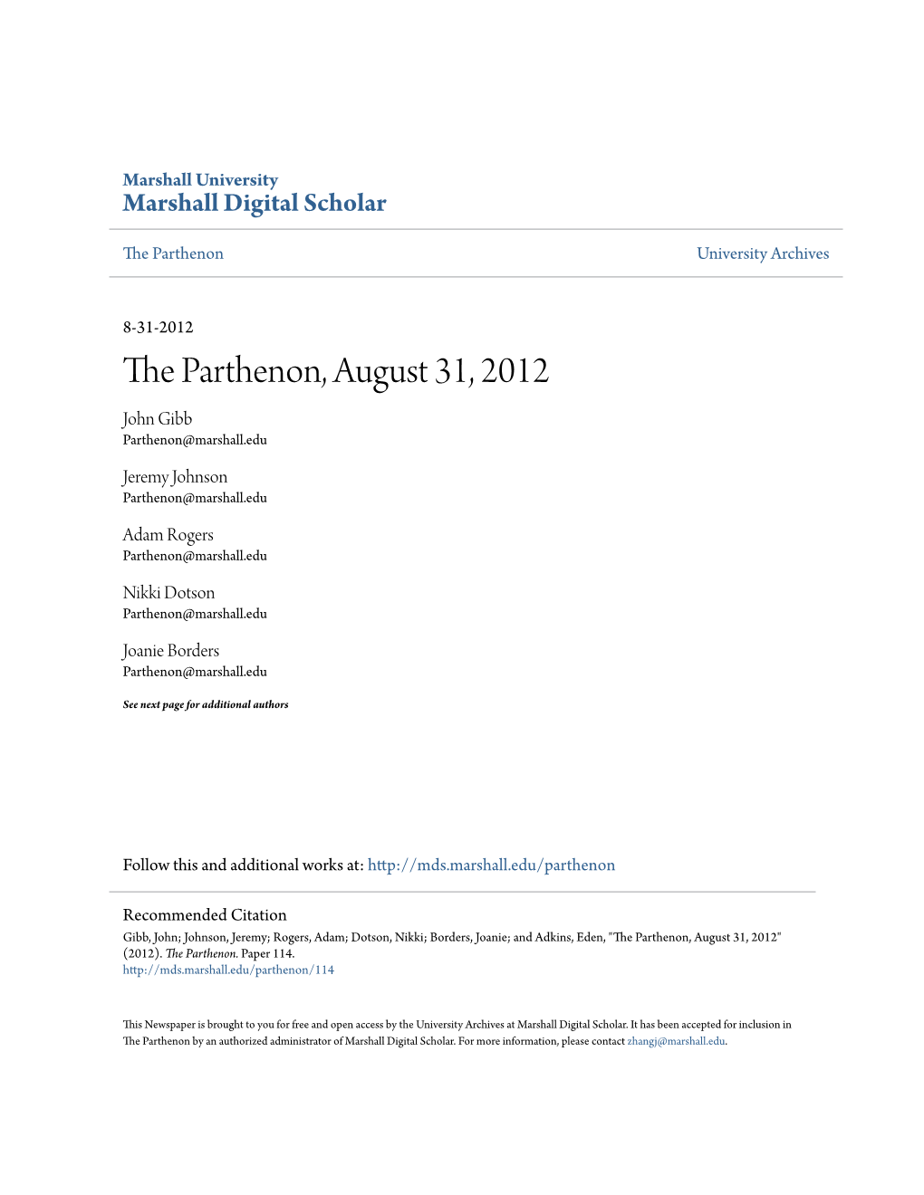 The Parthenon, August 31, 2012