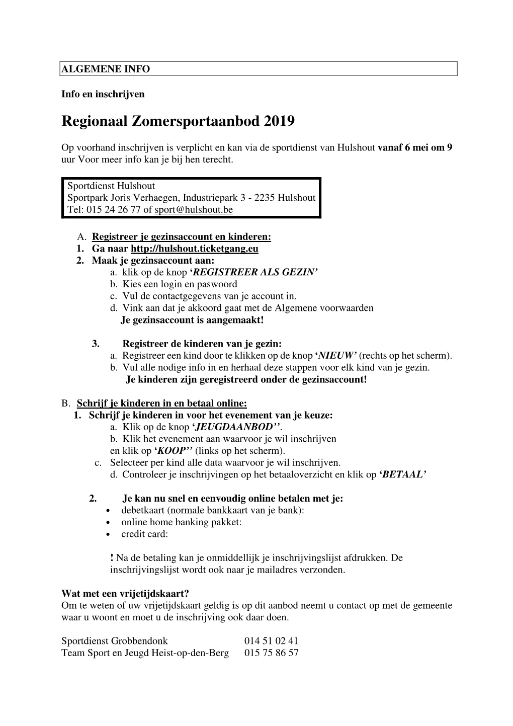 Regionaal Zomersportaanbod 2019