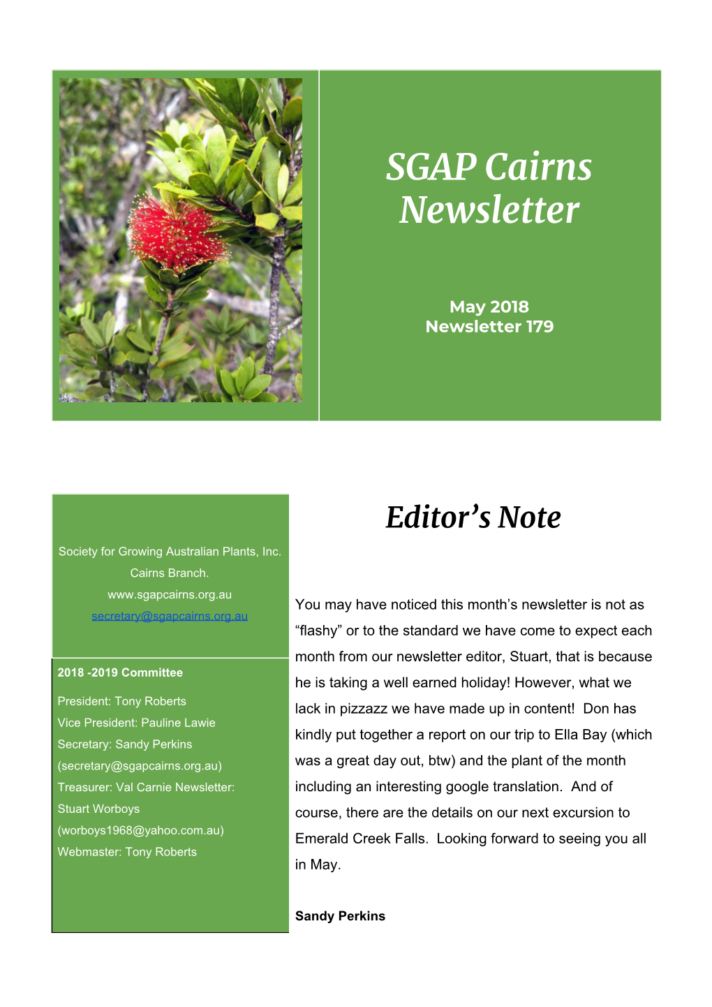 SGAP Cairns Newsletter