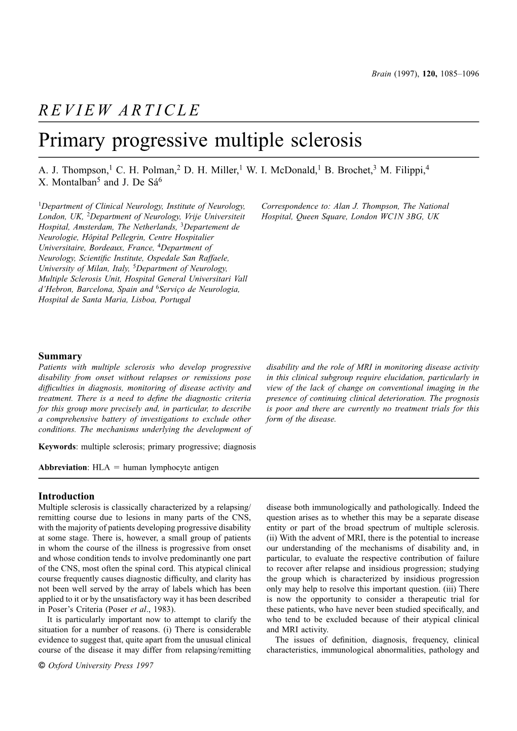 Primary Progressive Multiple Sclerosis