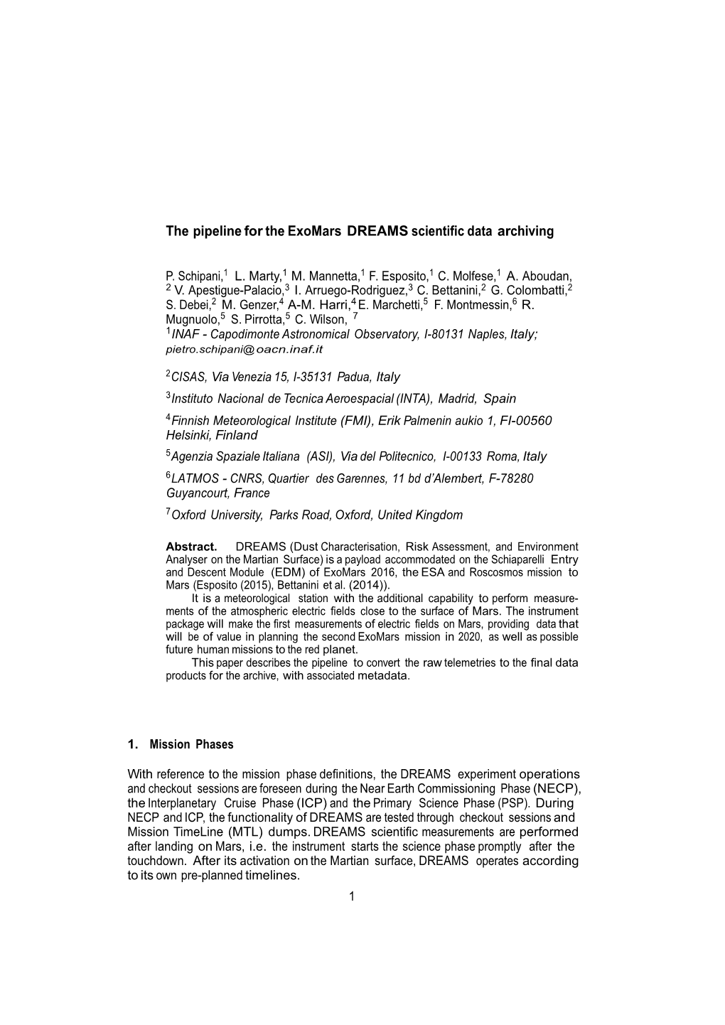 The Pipeline for the Exomars DREAMS Scientific Data Archiving