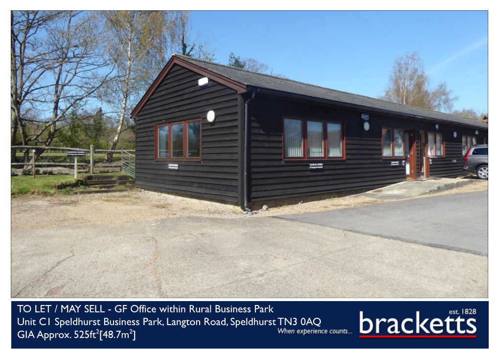 TO LET / MAY SELL - GF Office Within Rural Business Park Unit C1 Speldhurst Business Park, Langton Road, Speldhurst TN3 0AQ GIA Approx