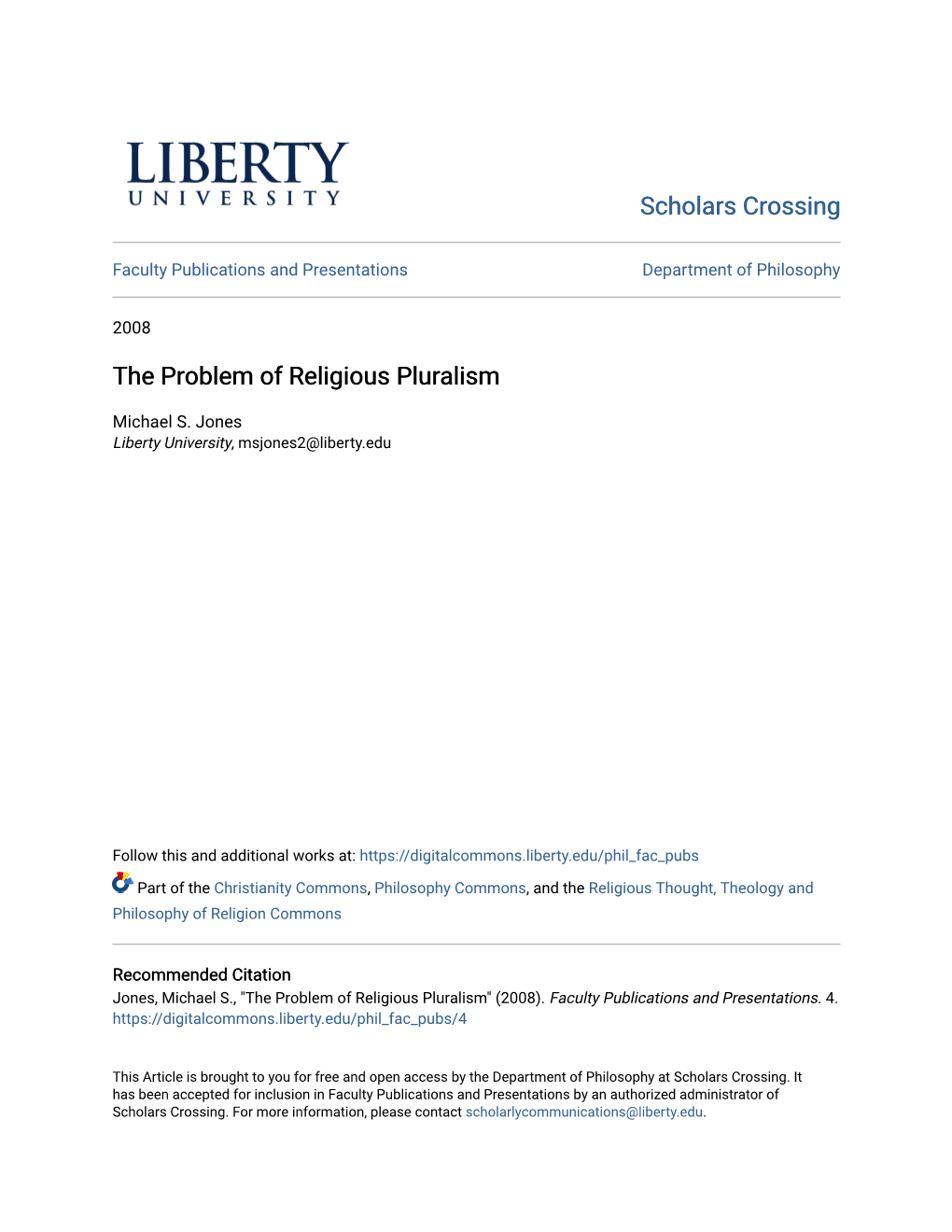 The Problem of Religious Pluralism