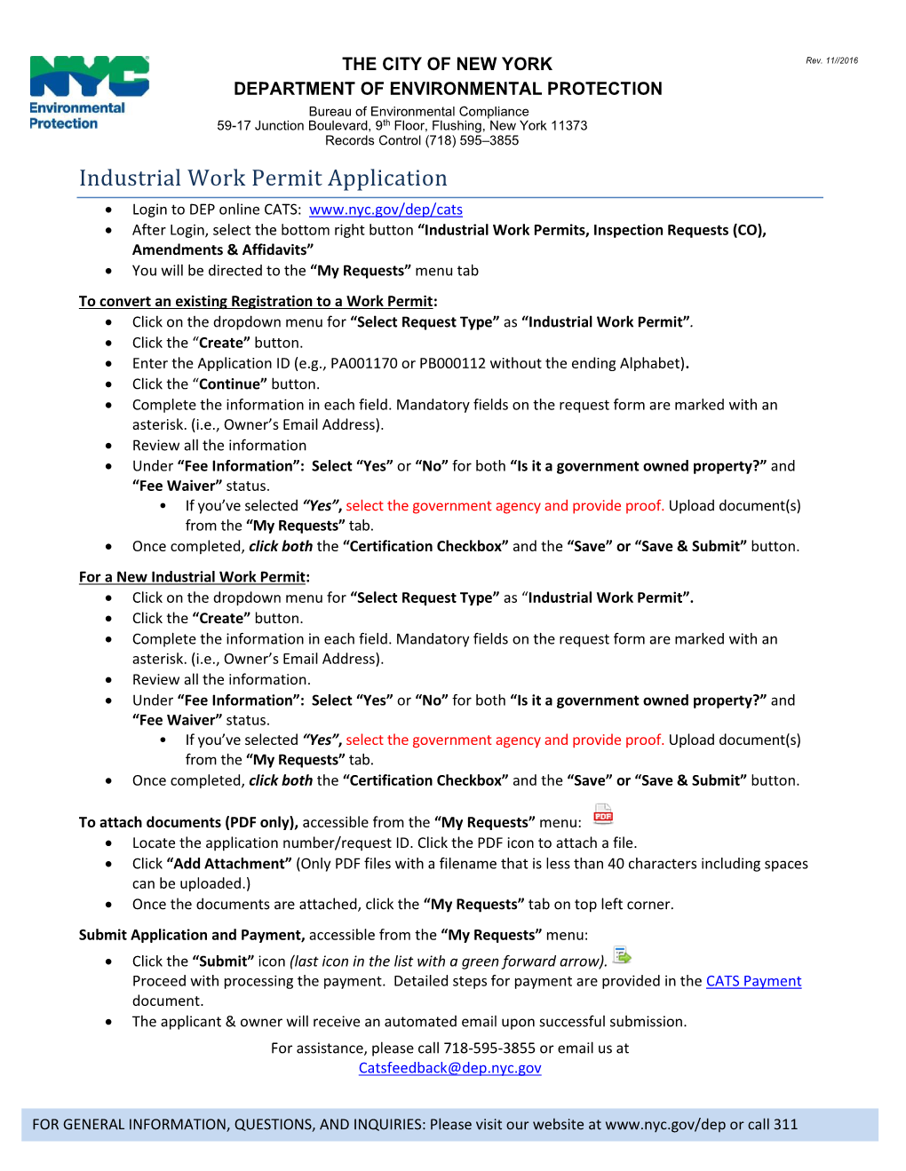 Industrial Work Permit Application