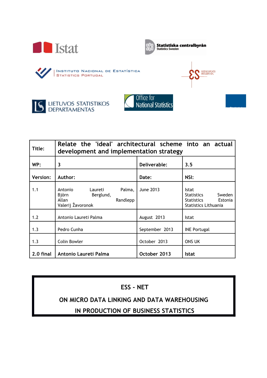 On Micro Data Linking and Data Warehousing in Production of BUSINESS STATISTICS