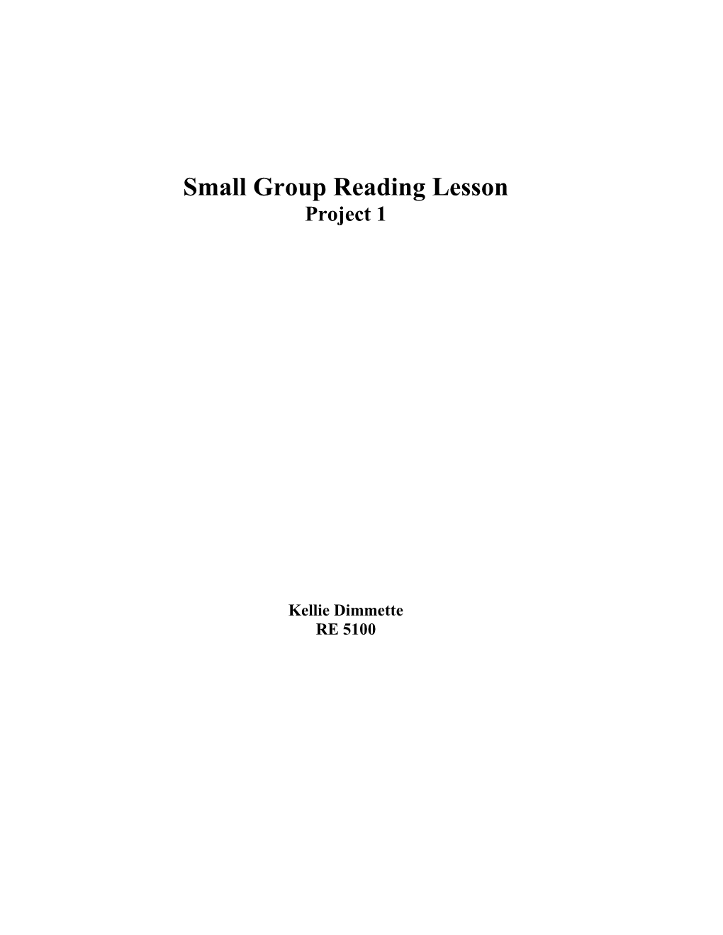 Small Group Reading Lesson