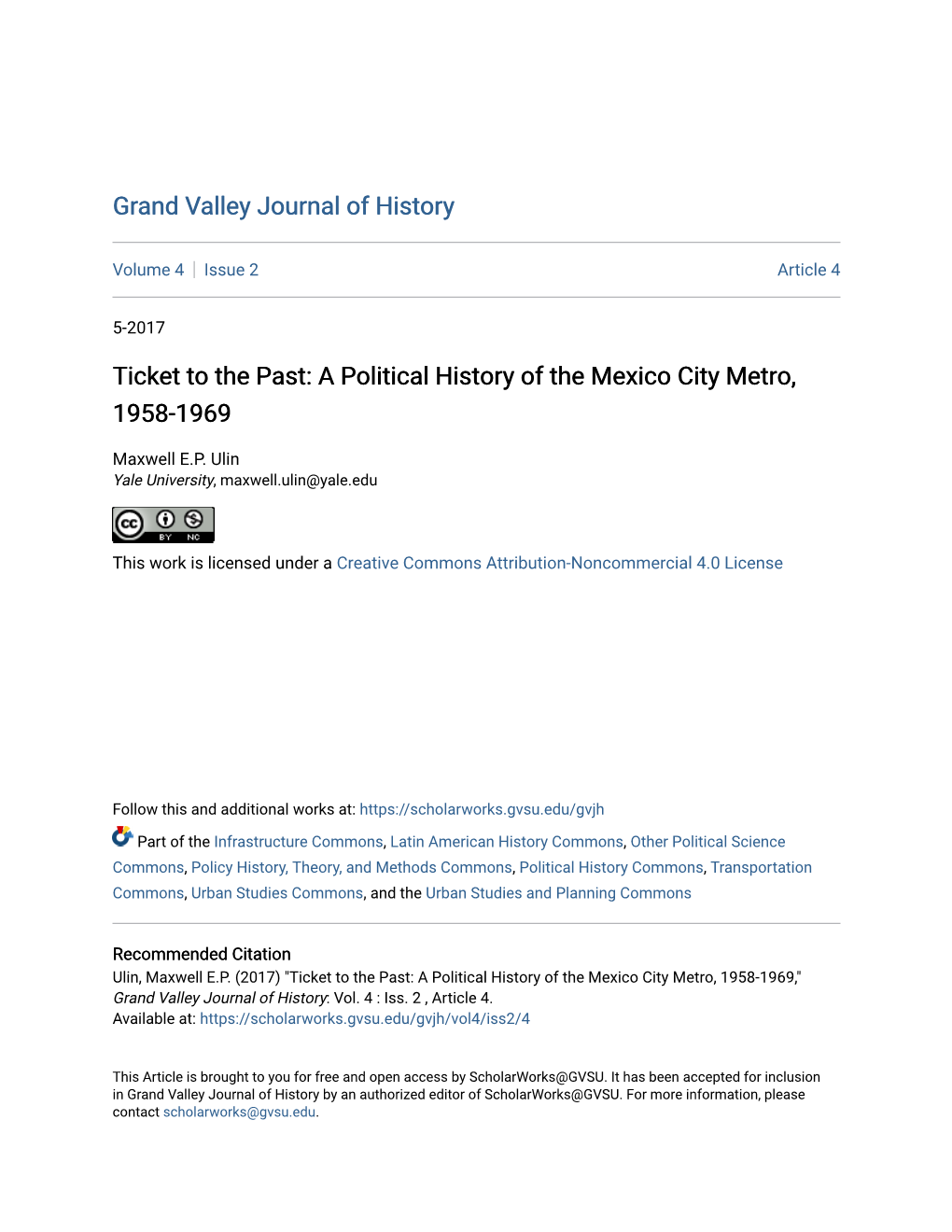 A Political History of the Mexico City Metro, 1958-1969