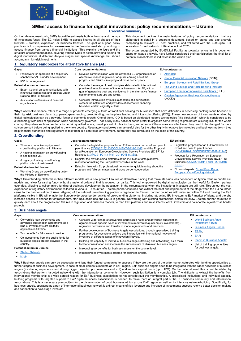 Policy Recommendations Summary