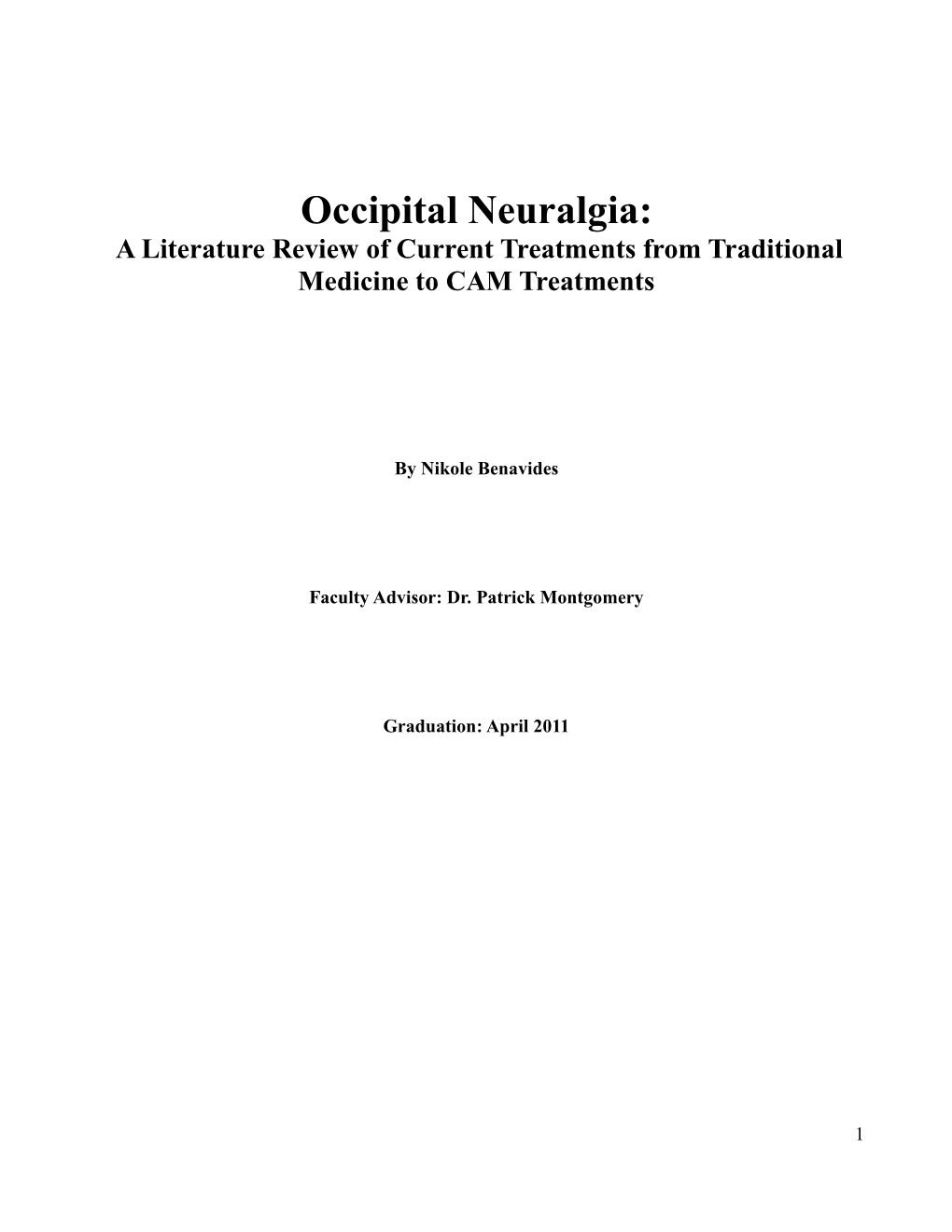 Occipital Neuralgia: a Literature Review of Current Treatments from Traditional Medicine to CAM Treatments