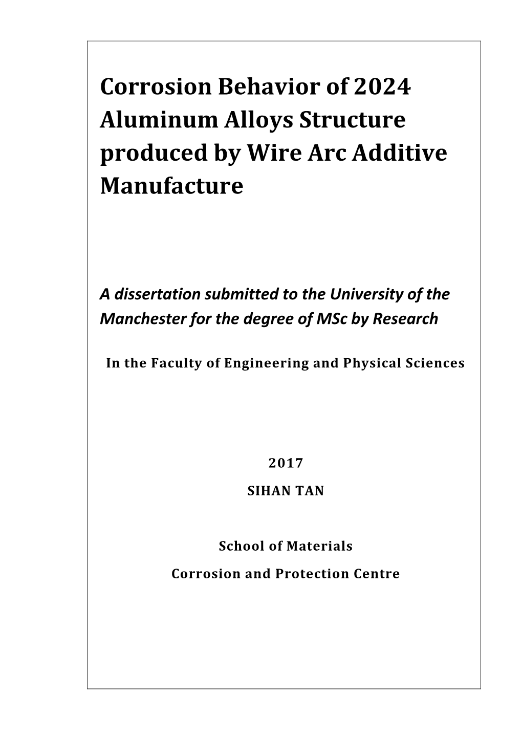 Corrosion Behavior of 2024 Aluminum Alloys Structure Produced by Wire Arc Additive Manufacture