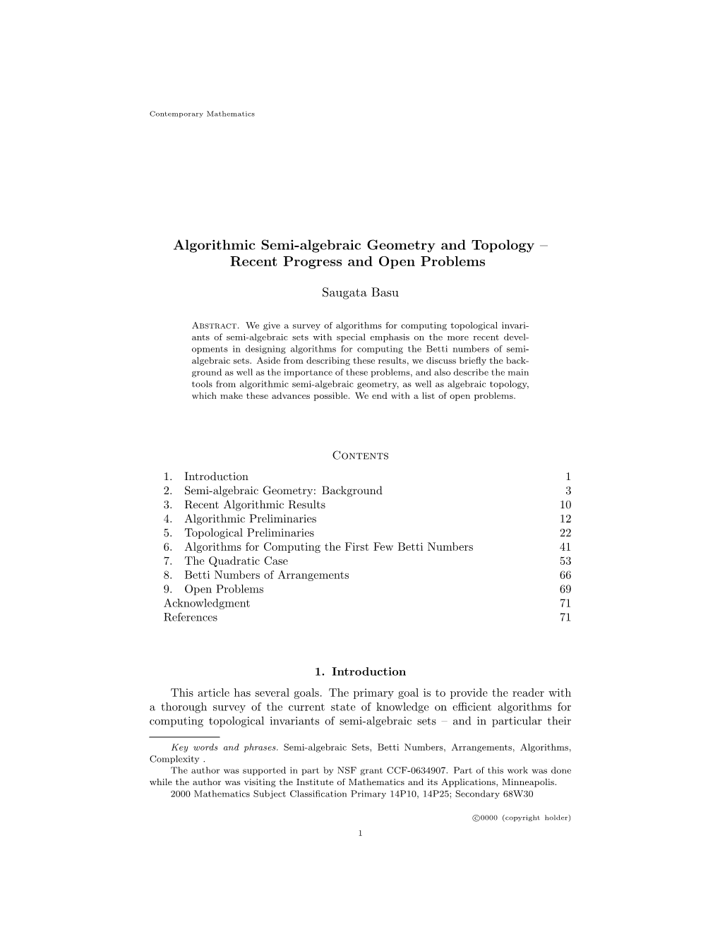 Algorithmic Semi-Algebraic Geometry and Topology – Recent Progress and Open Problems