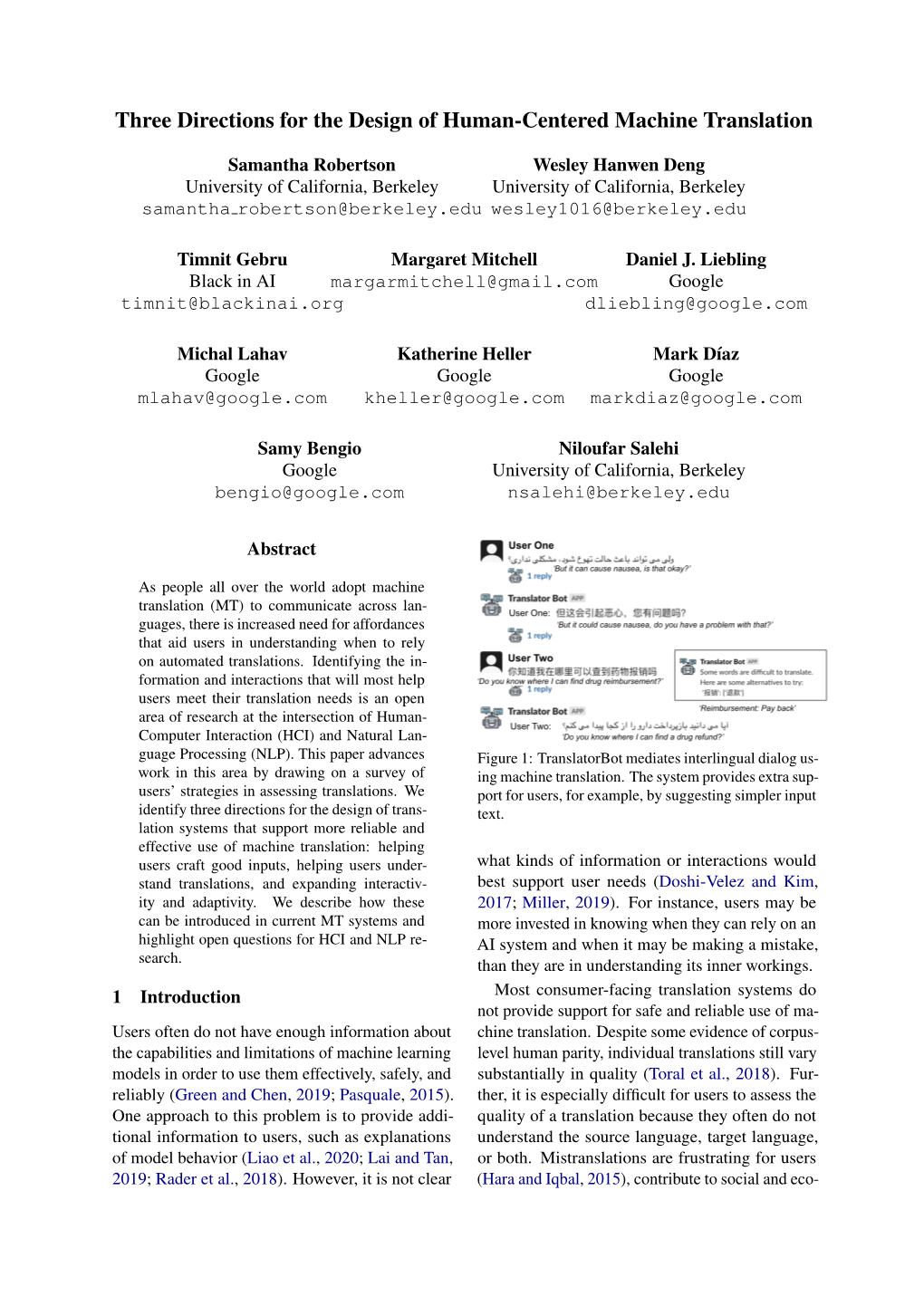 Three Directions for the Design of Human-Centered Machine Translation