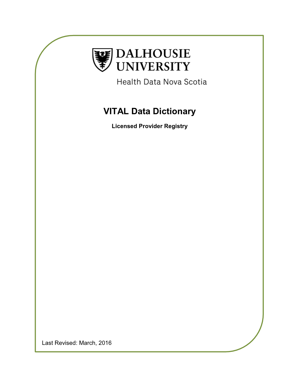 VITAL Data Dictionary