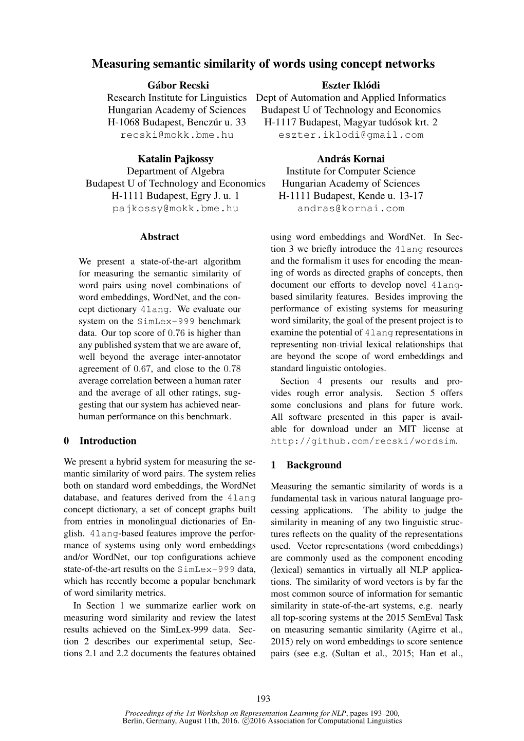 Measuring Semantic Similarity of Words Using Concept Networks