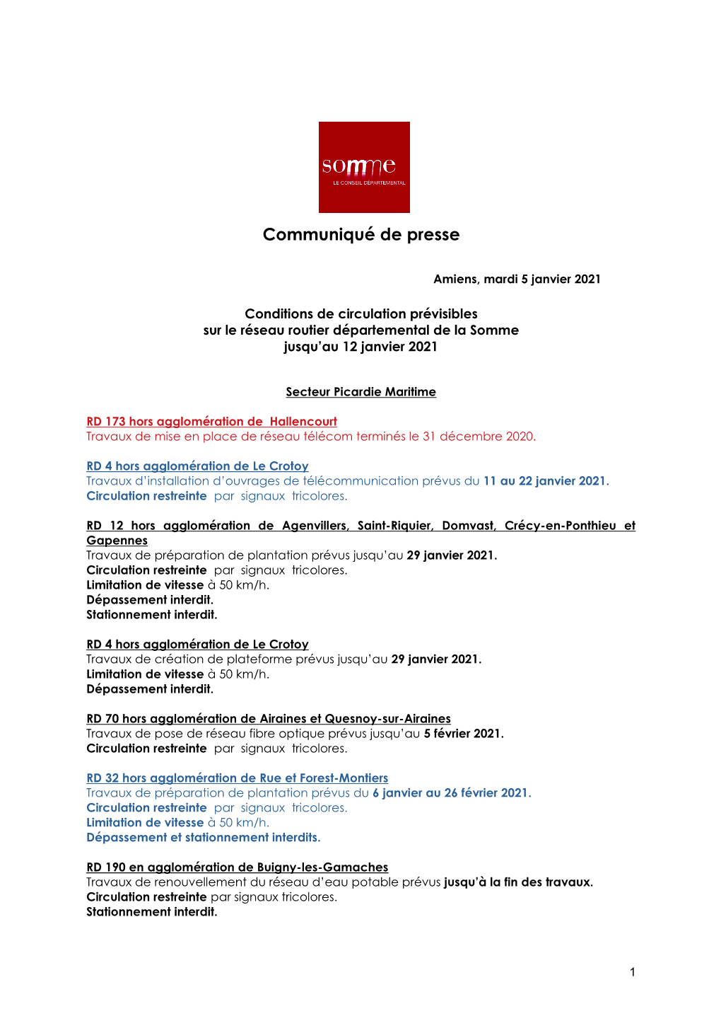 Communiqué De Presse