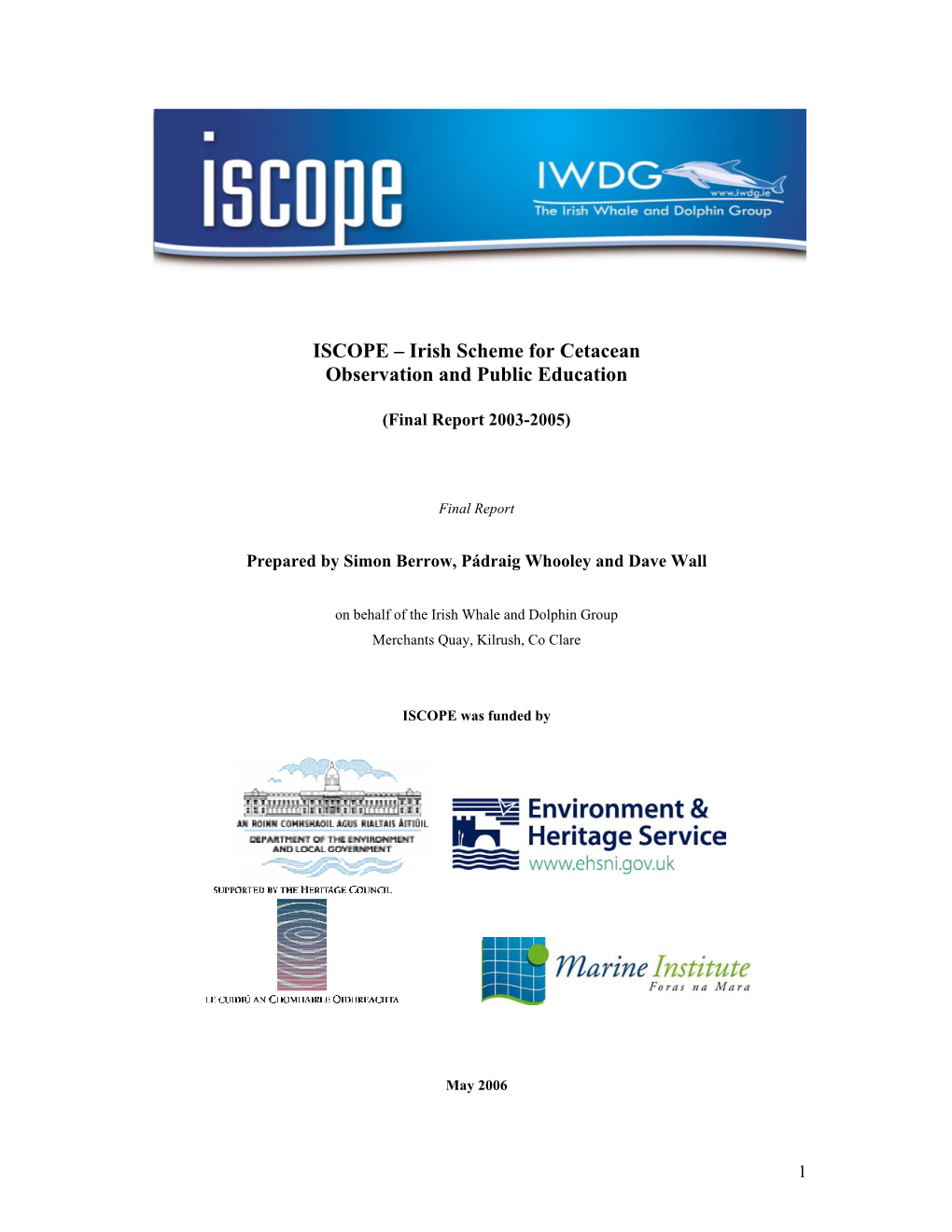 ISCOPE – Irish Scheme for Cetacean Observation and Public Education