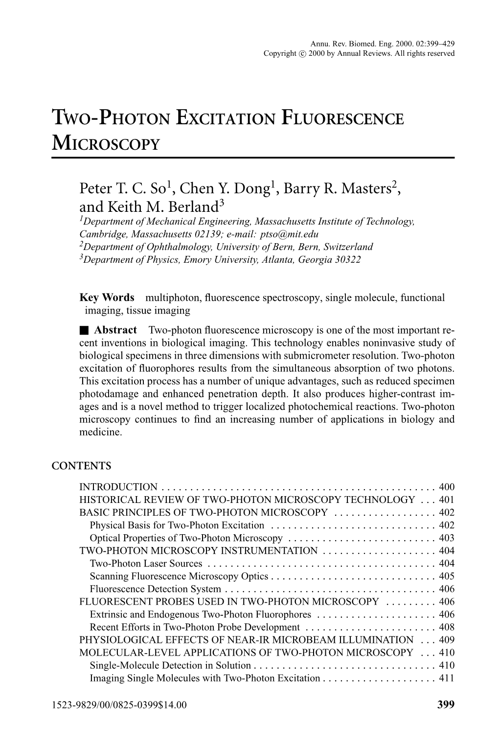 Two-Photon Excitation Fluorescence Microscopy