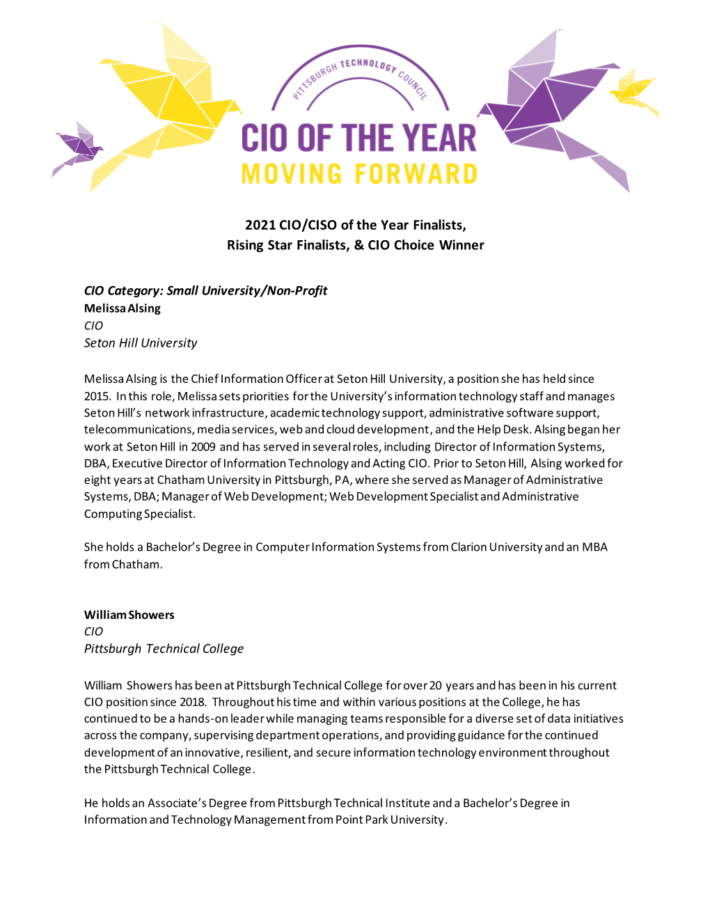 2021 CIO/CISO of the Year Finalists, Rising Star Finalists, & CIO Choice