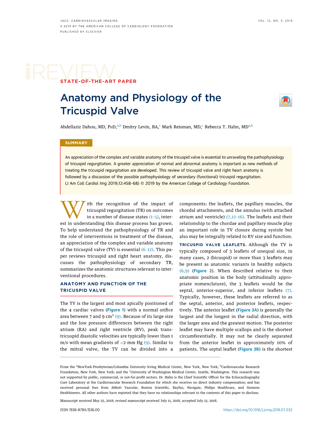 Anatomy and Physiology of the Tricuspid Valve