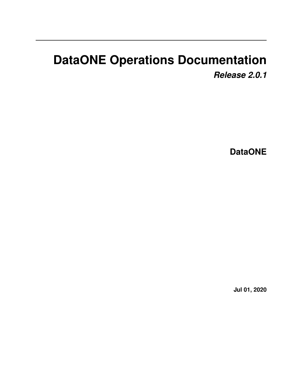 Dataone Operations Documentation Release 2.0.1