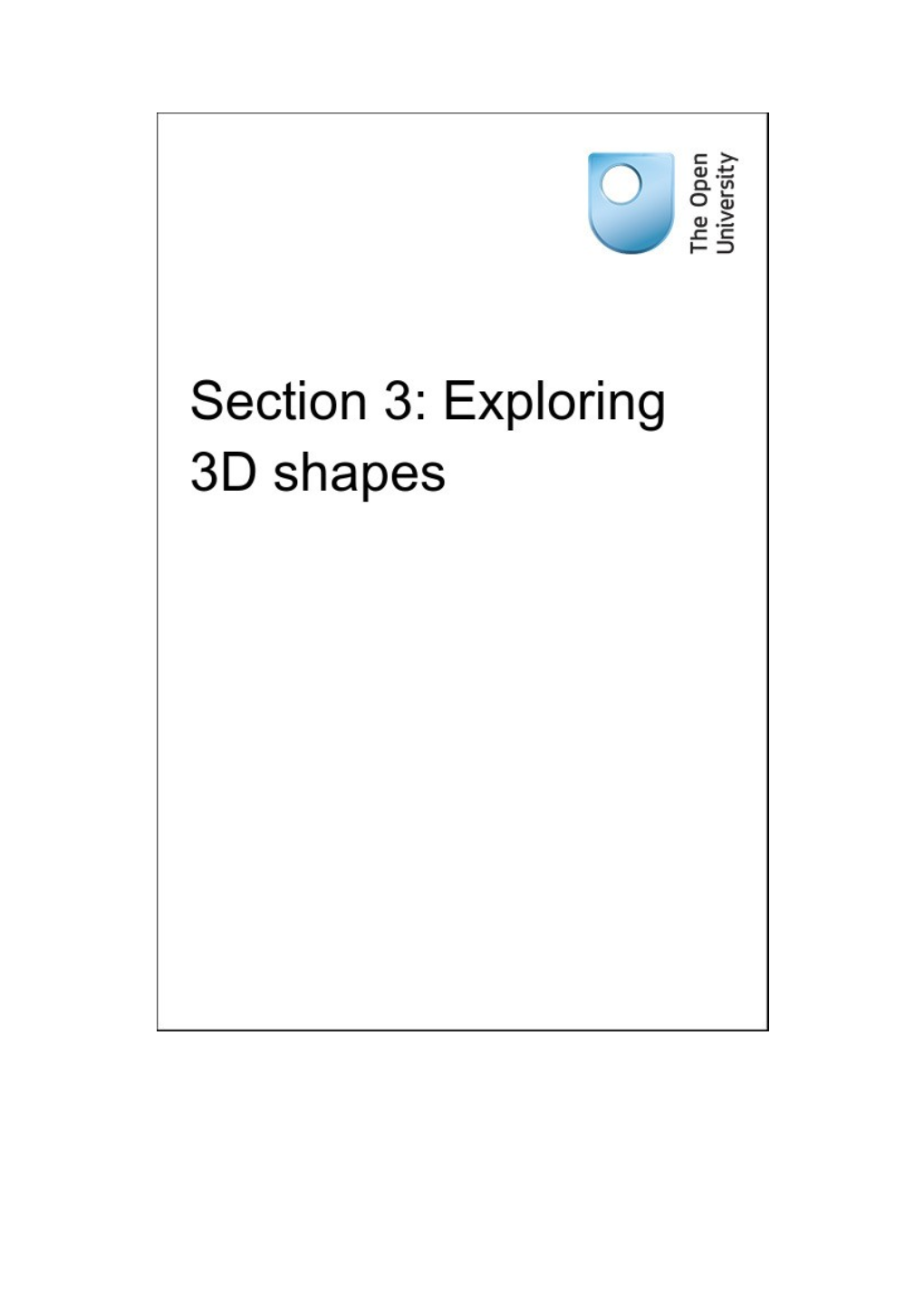 Section 3: Exploring 3D Shapes