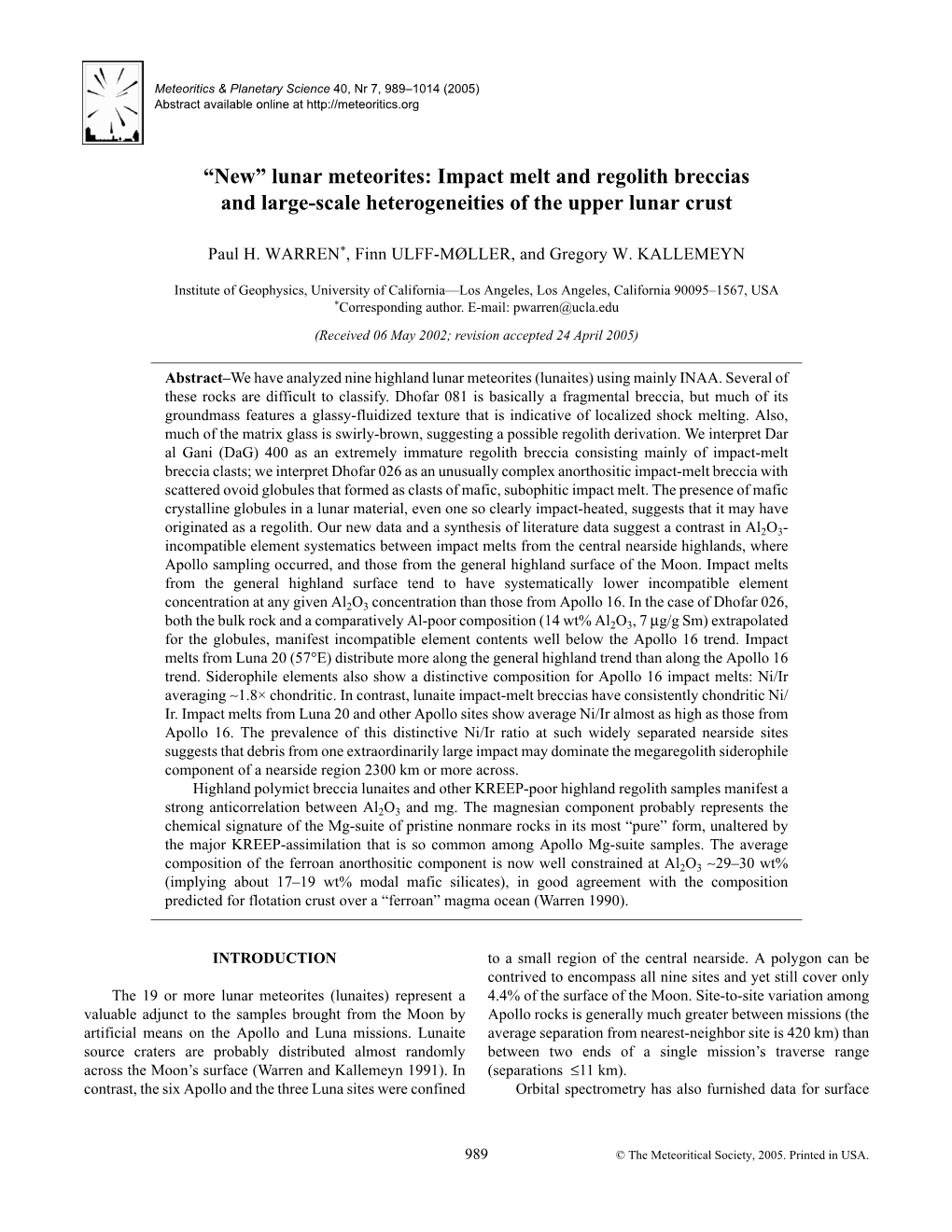 Lunar Meteorites: Impact Melt and Regolith Breccias and Large-Scale Heterogeneities of the Upper Lunar Crust