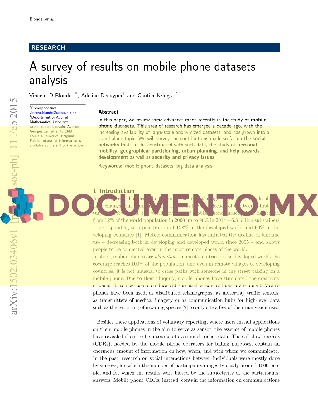 A Survey of Results on Mobile Phone Datasets Analysis