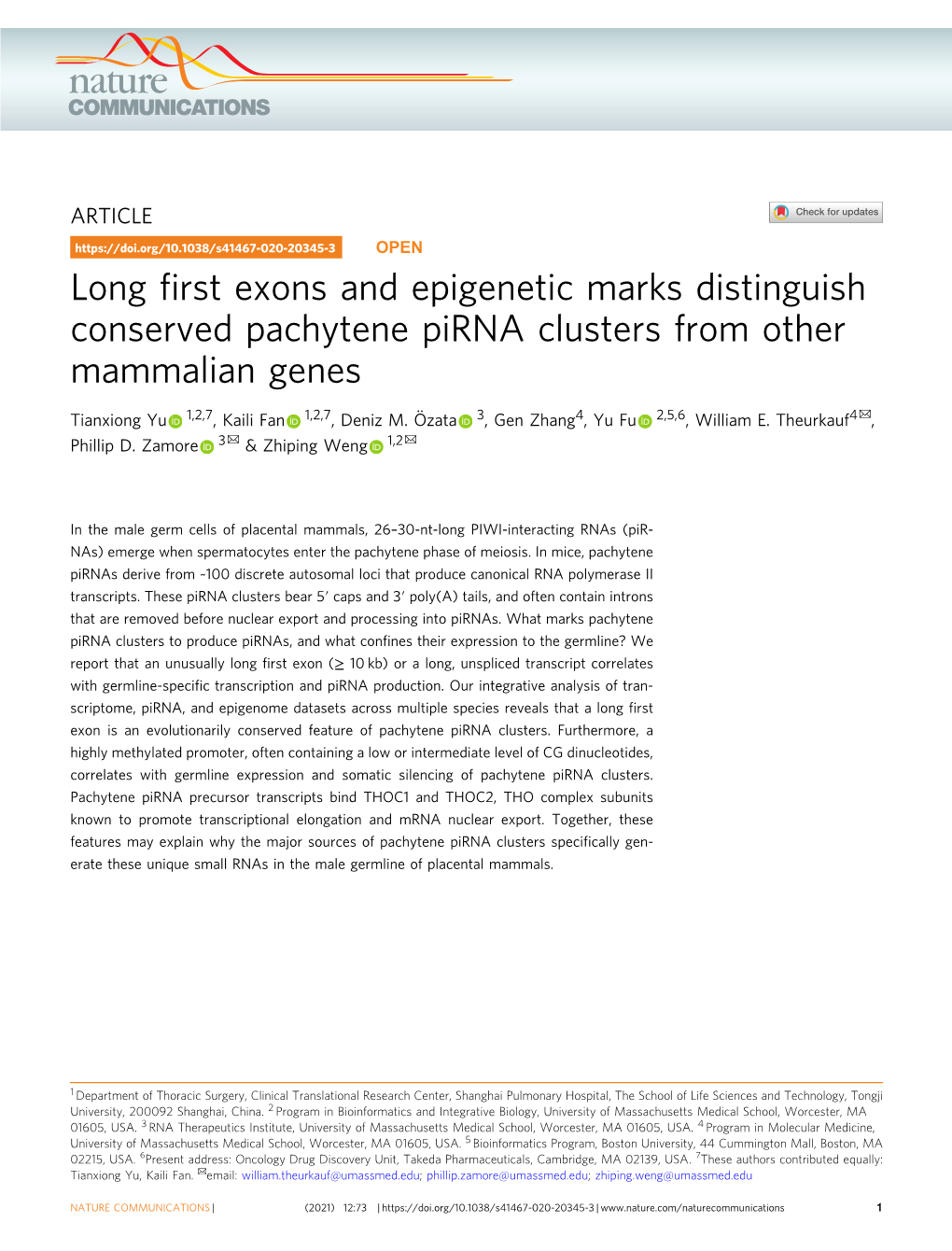 Long First Exons and Epigenetic Marks Distinguish Conserved Pachytene