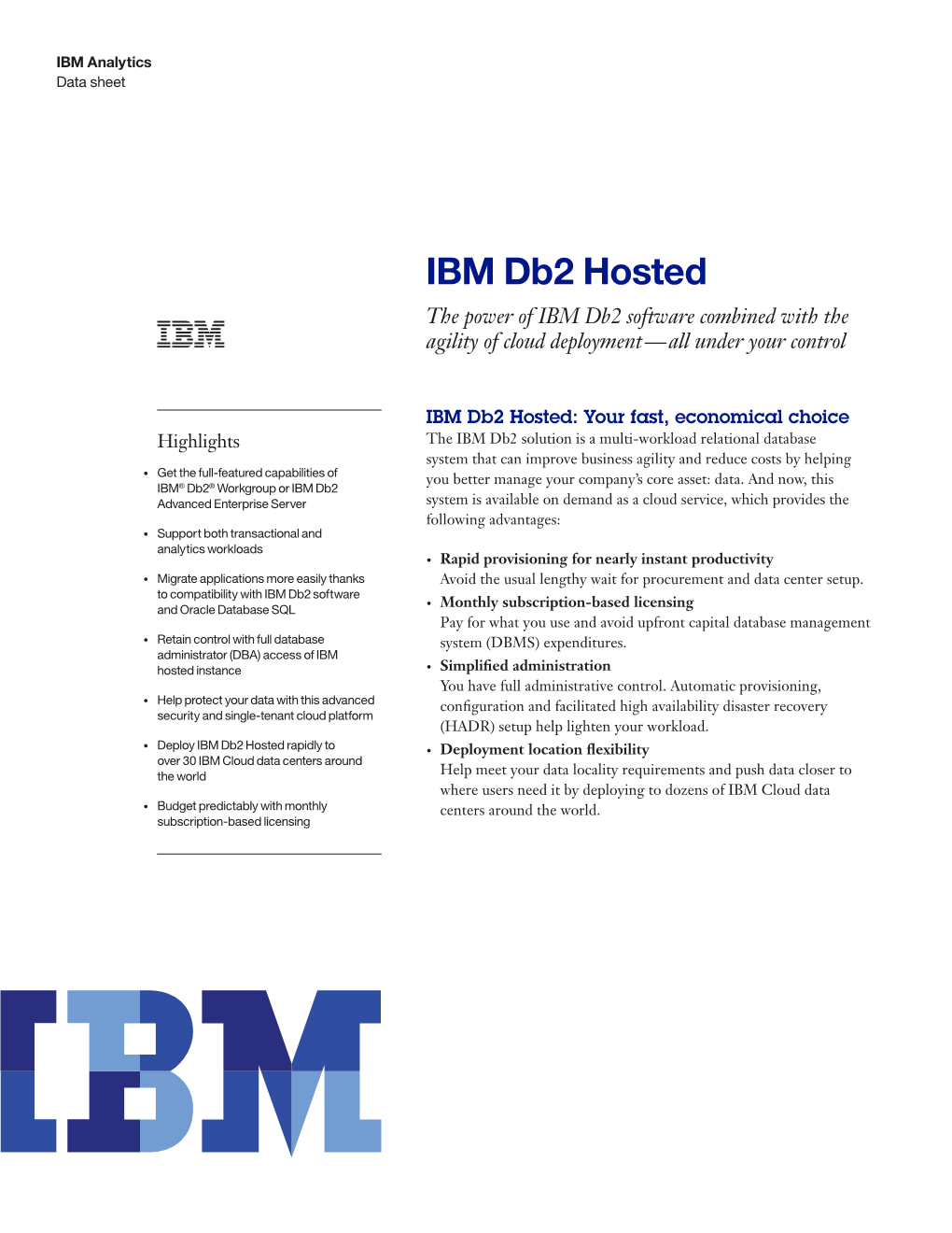 IBM Db2 Hosted Data Sheet