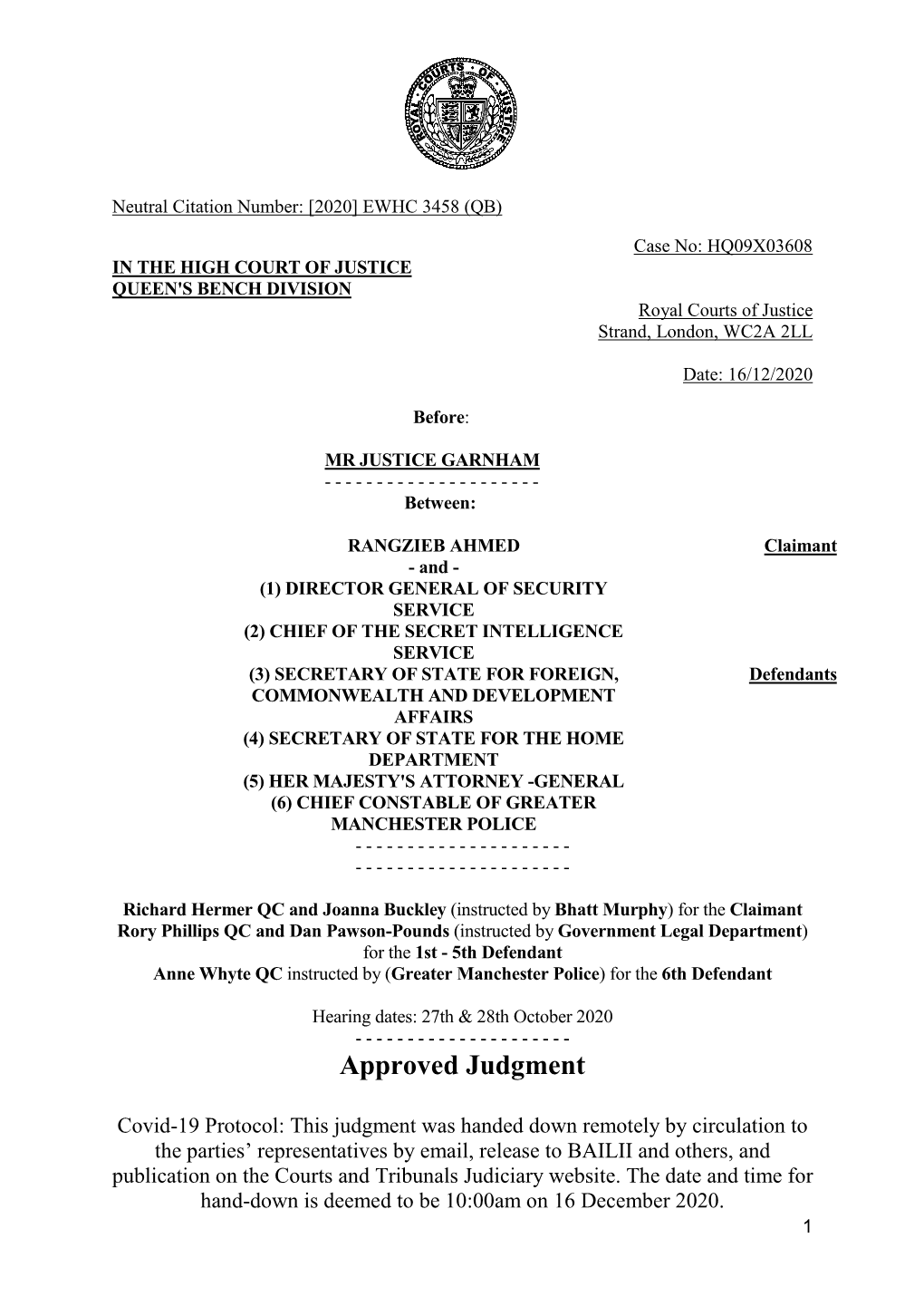 High Court Judgment Template