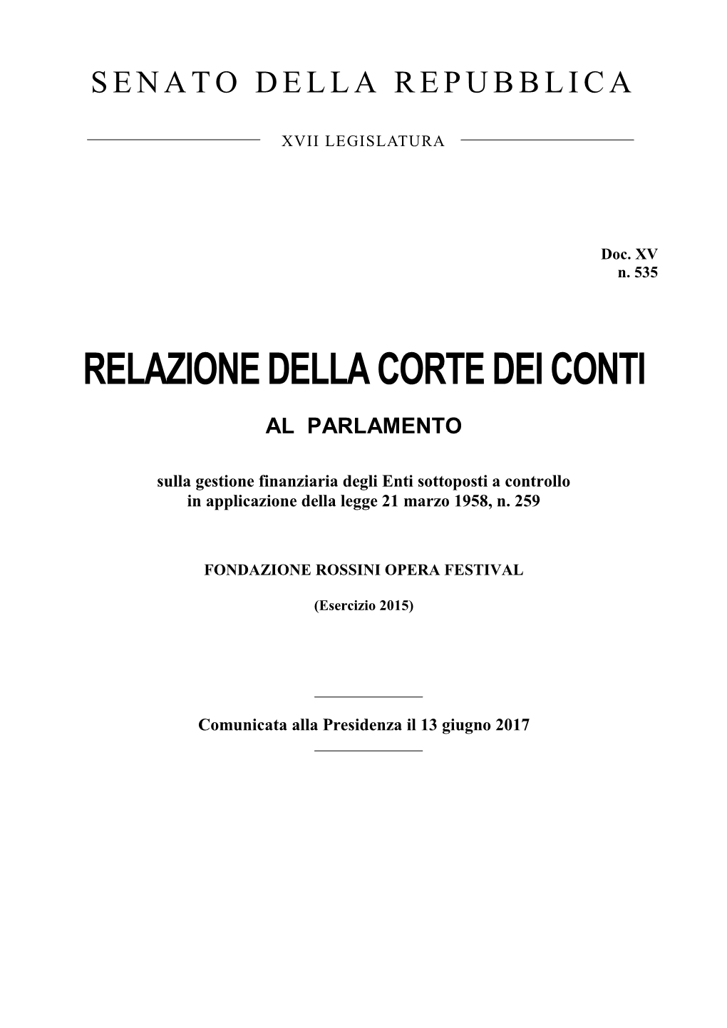 Relazione Della Corte Dei Conti