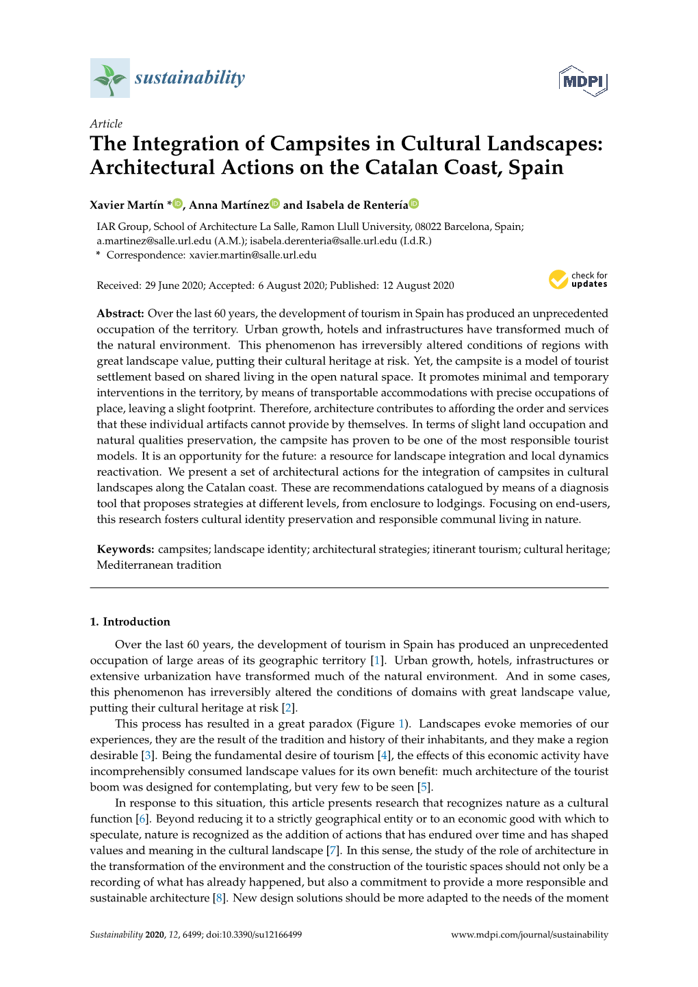 The Integration of Campsites in Cultural Landscapes: Architectural Actions on the Catalan Coast, Spain