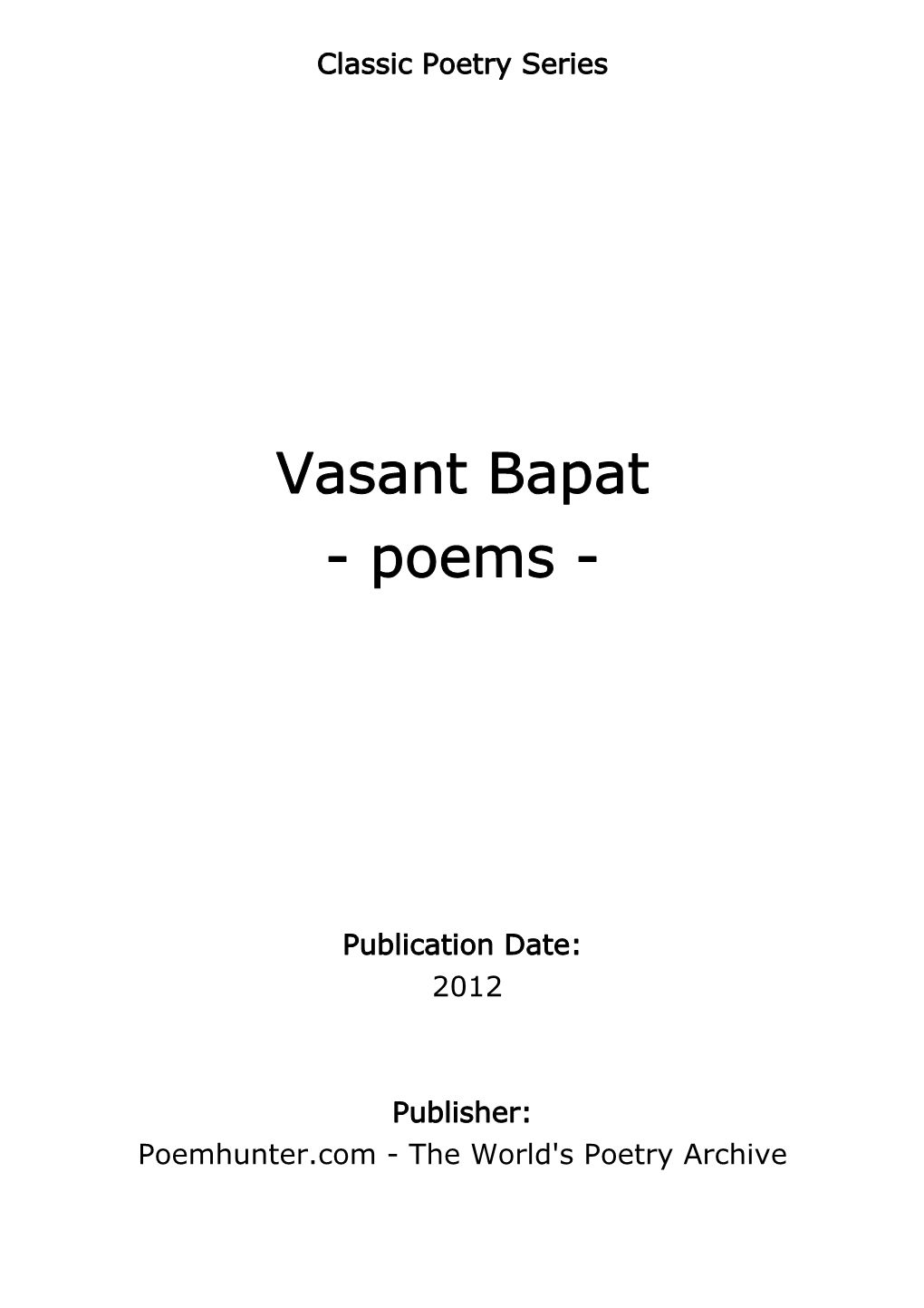 Vasant Bapat - Poems