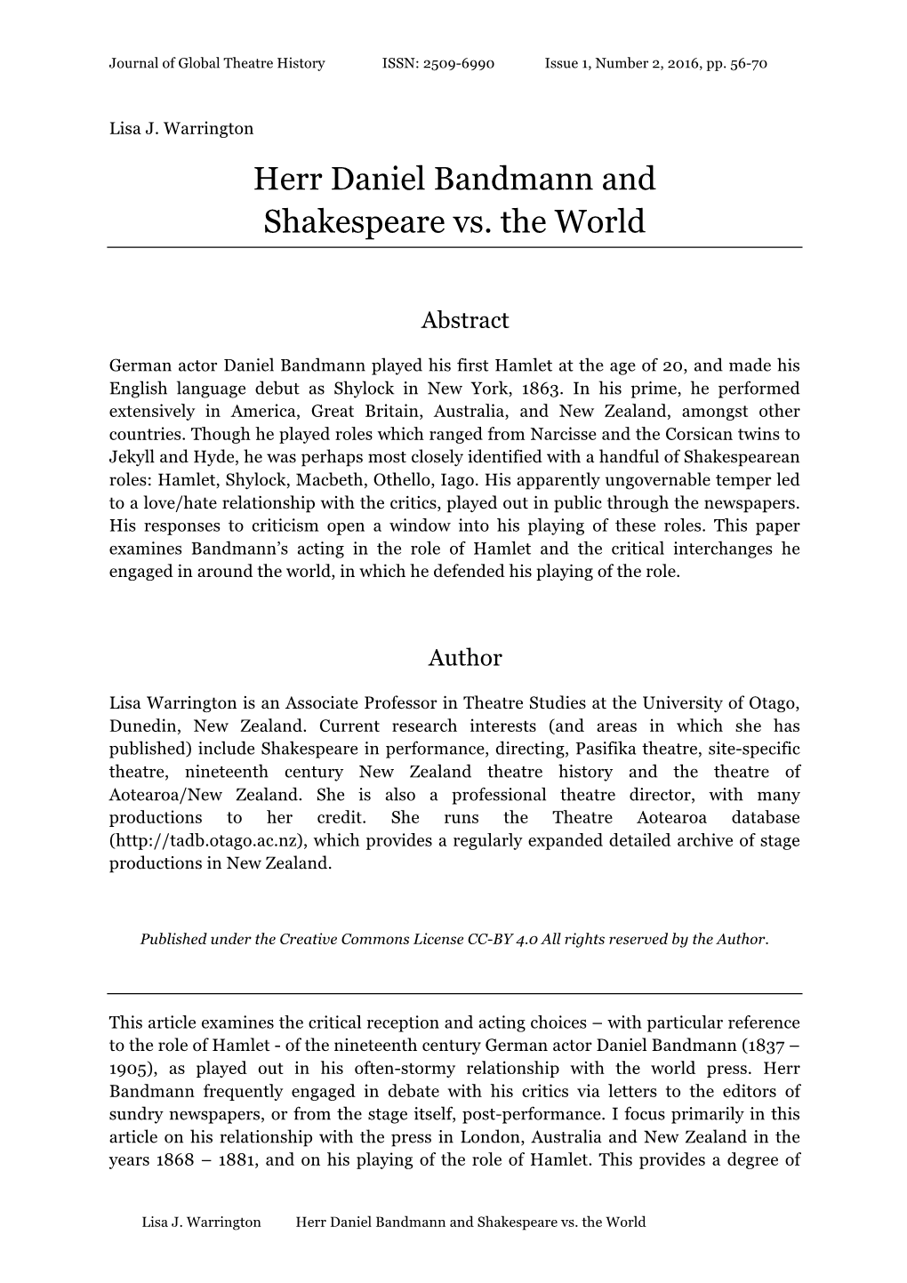 Herr Daniel Bandmann and Shakespeare Vs. the World