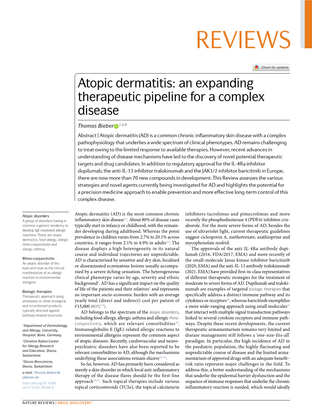 Atopic Dermatitis: an Expanding Therapeutic Pipeline for a Complex Disease