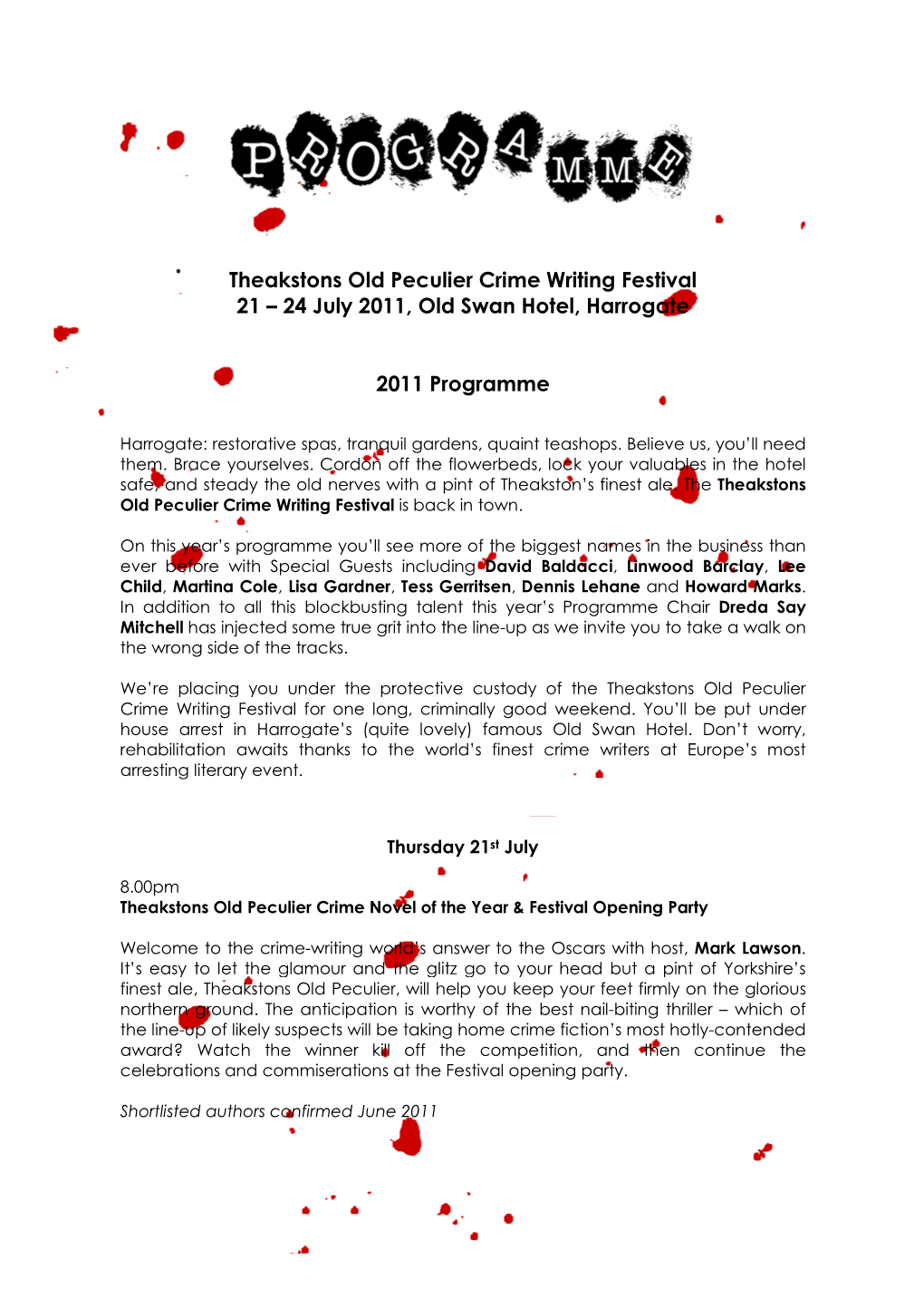 2011 TOPCWF Programme