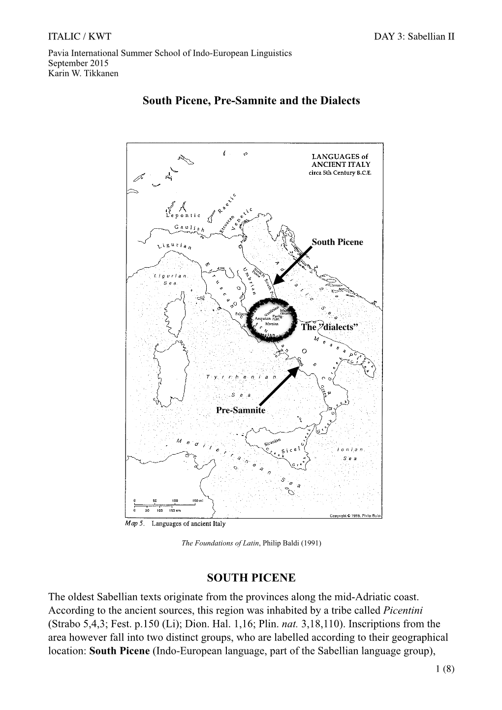 Pavia HO3 SP, PS and Dialects