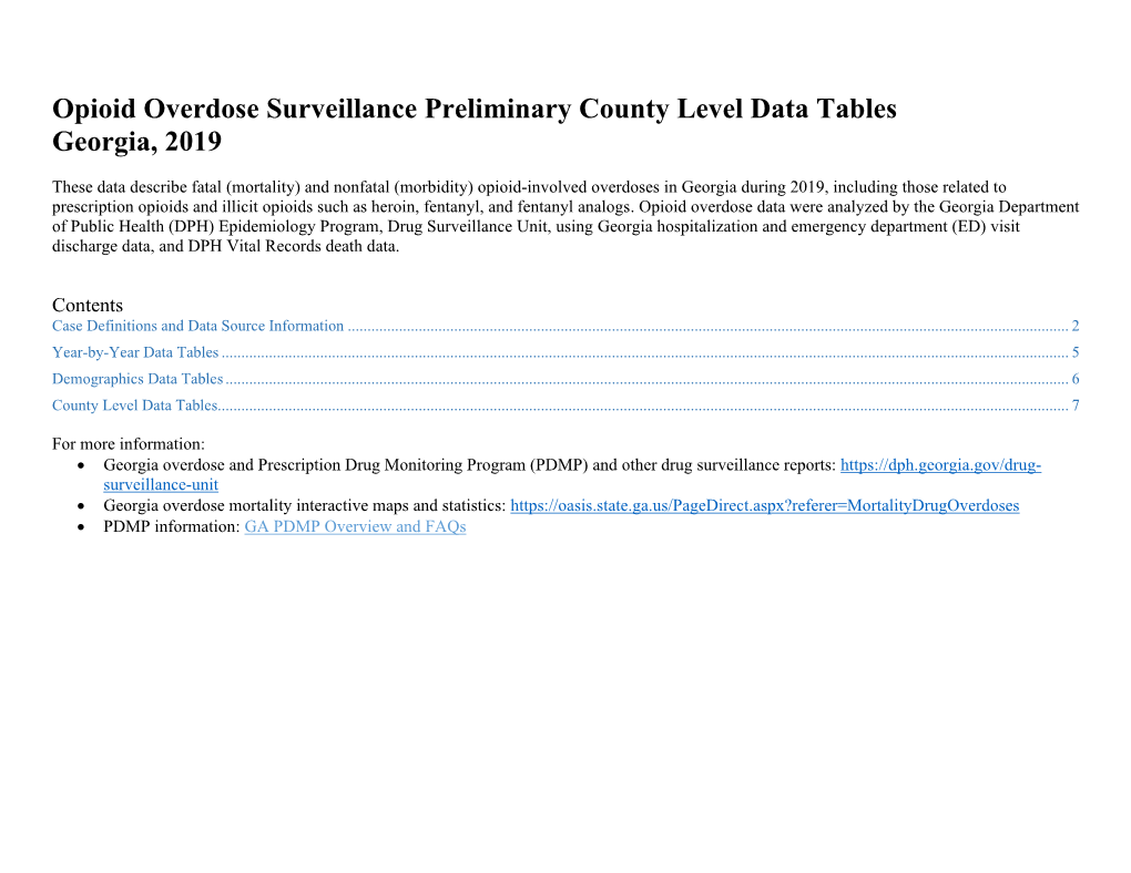 2019 Opioid Overdose County-Level Data Tables