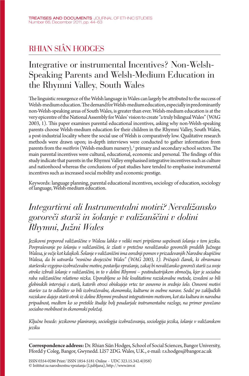 Speaking Parents and Welsh-Medium Education in the Rhymni Valley, South Wales